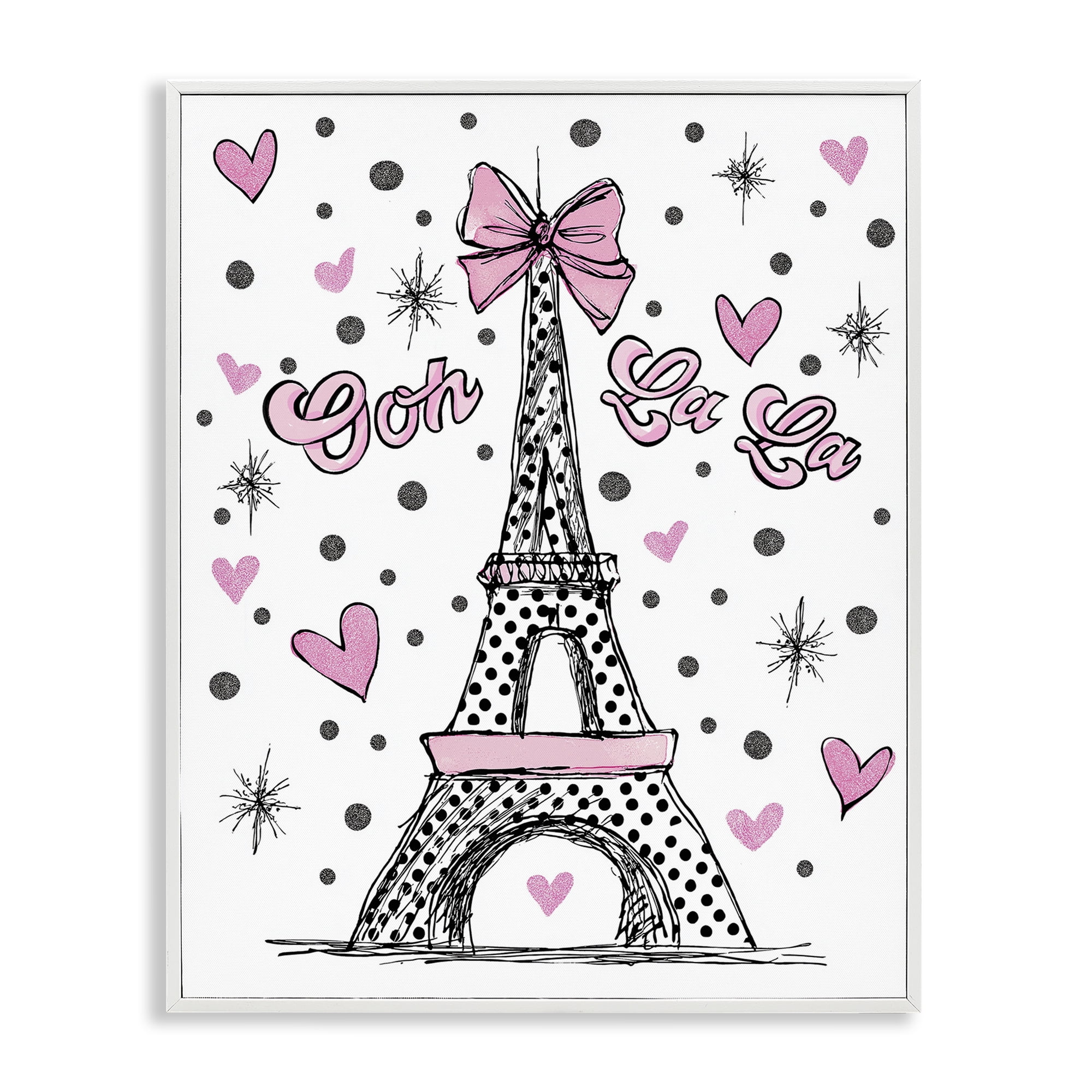 Stupell Industries Ooh La La Polka Dots Eiffel White Framed Giclee Art, design by Jess Stempel