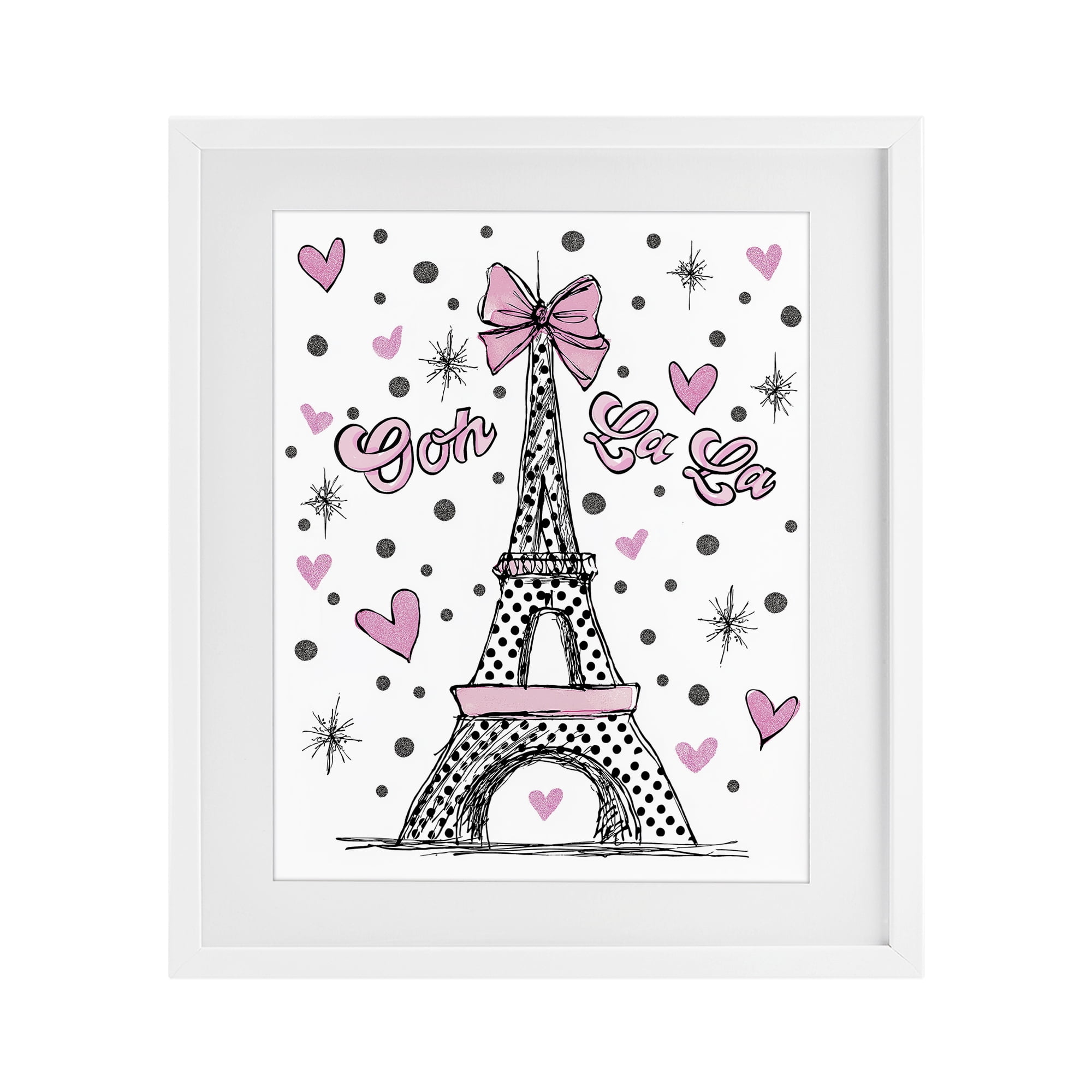 Stupell Industries Ooh La La Polka Dots Eiffel White Framed Print Under Glass, design by Jess Stempel
