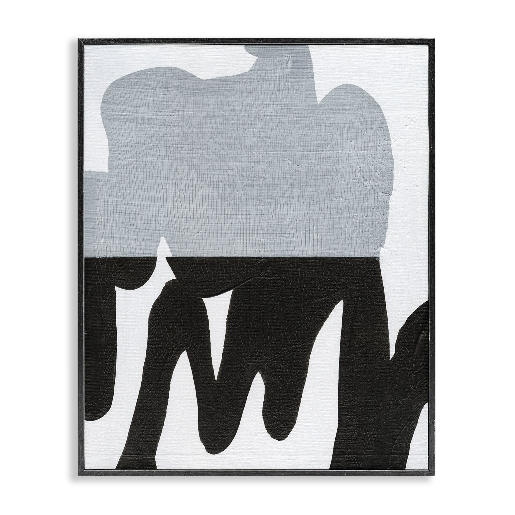 Stupell Industries Opaque Black & Grey Form Abstract Painting Black Framed Art Print Wall Art, 24 x 30