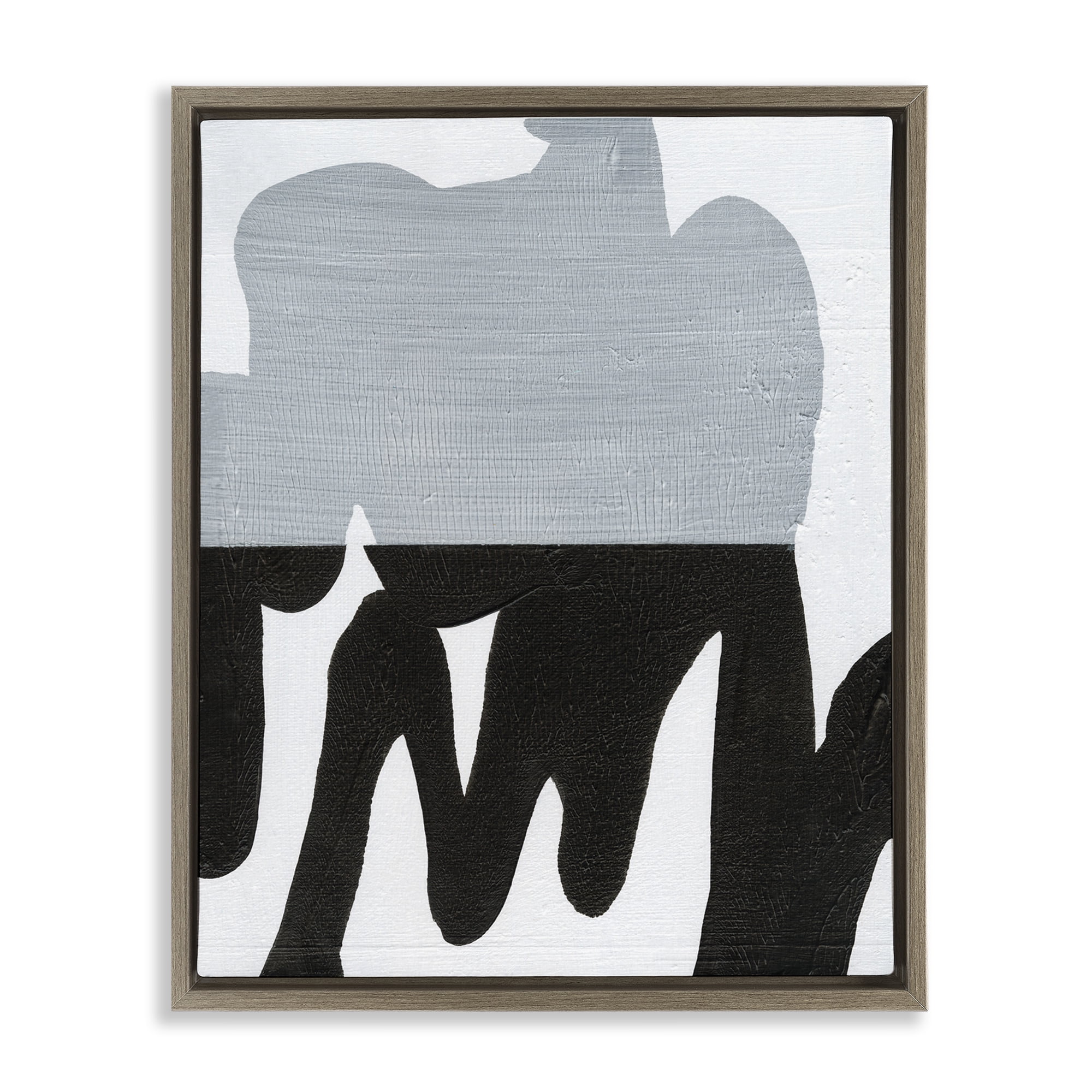 Stupell Industries Opaque Black & Grey Form Abstract Painting Brown Floater Framed Canvas Art Print Wall Art, 17 x 21