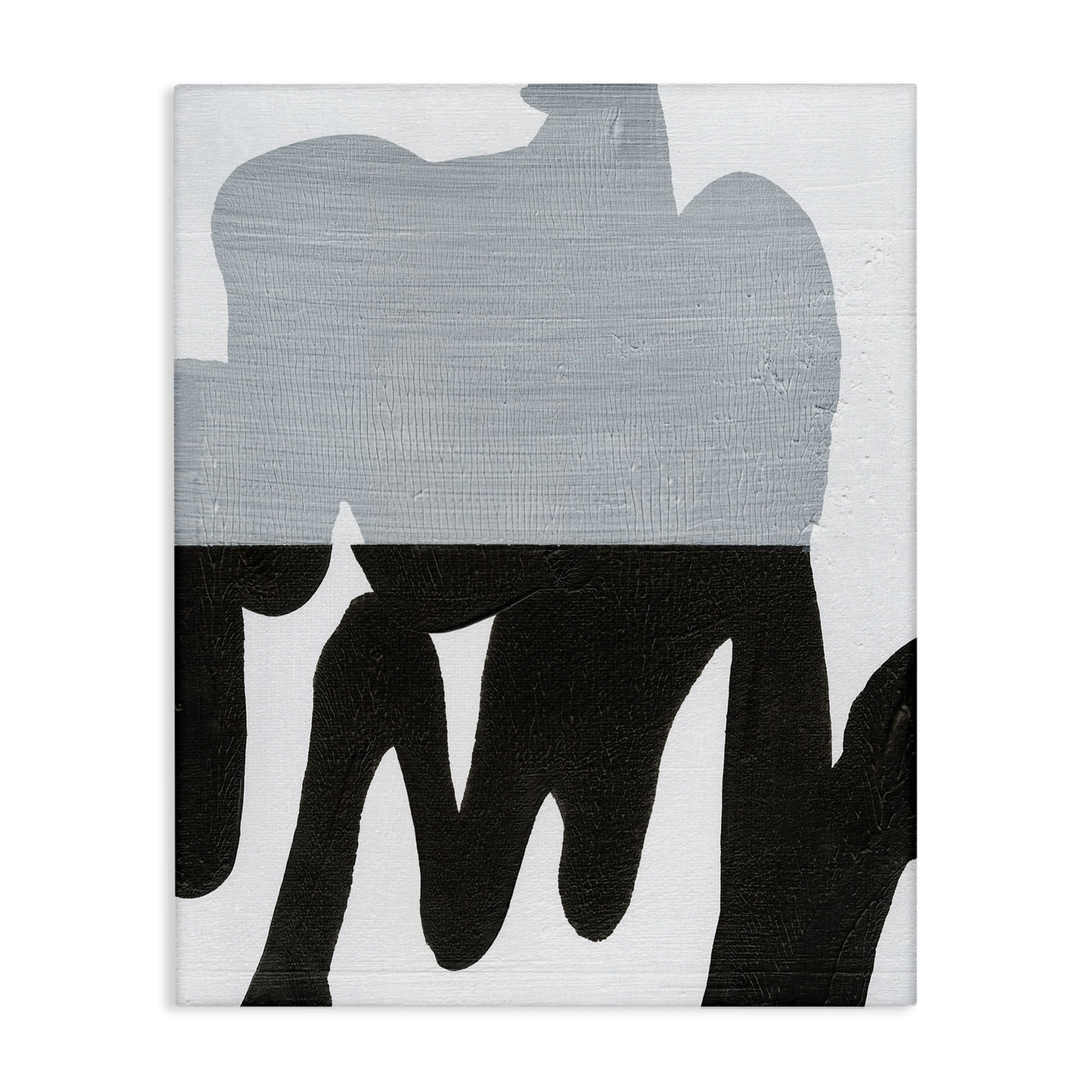 Stupell Industries Opaque Black & Grey Form Abstract Painting Gallery Wrapped Canvas Art Print Wall Art, 16 x 20