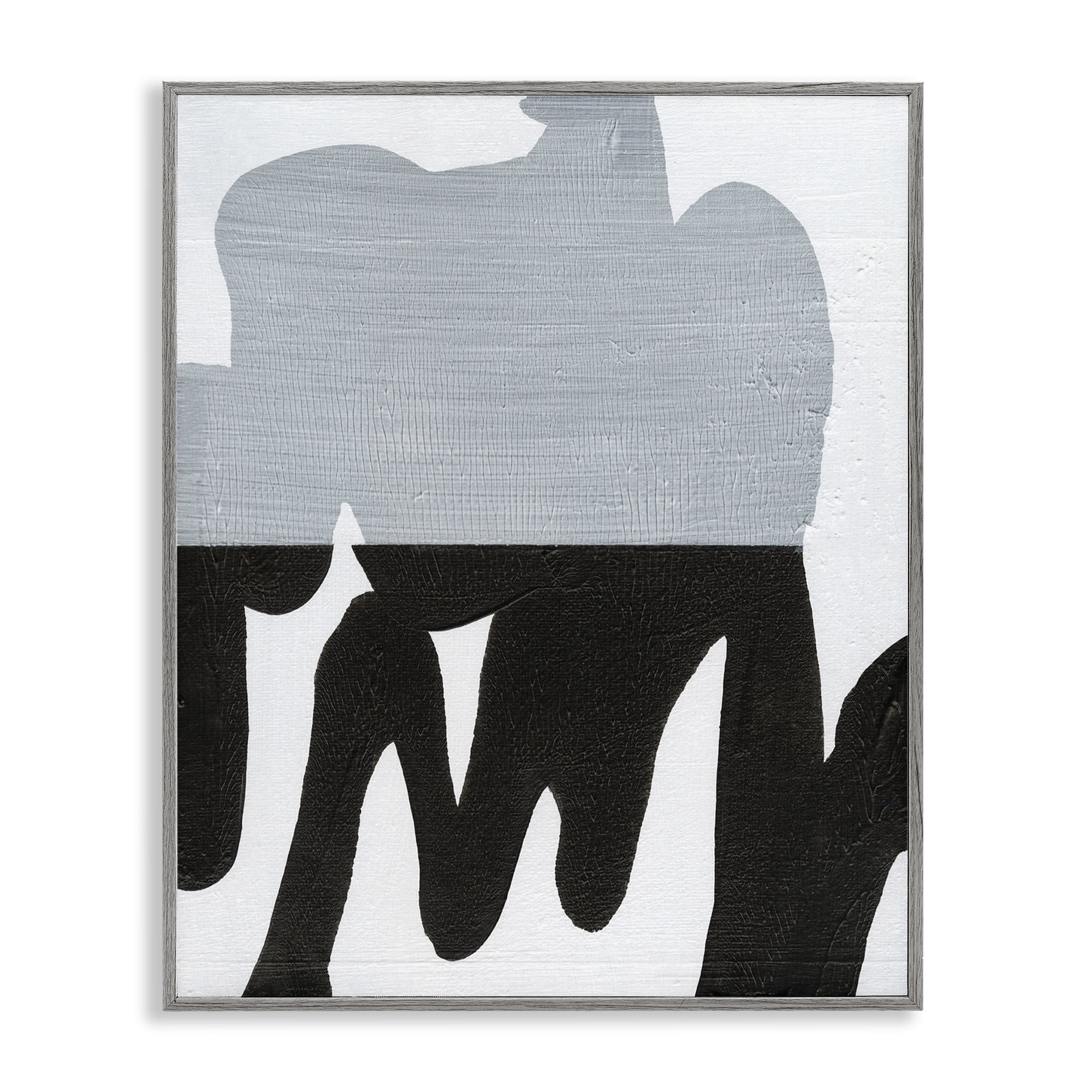 Stupell Industries Opaque Black & Grey Form Abstract Painting Gray Framed Art Print Wall Art, 24 x 30