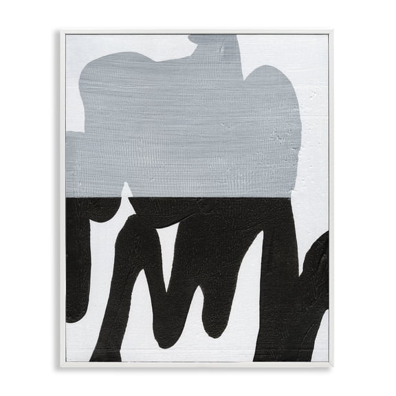Stupell Industries Opaque Black & Grey Form Abstract Painting White Framed Art Print Wall Art, 11 x 14