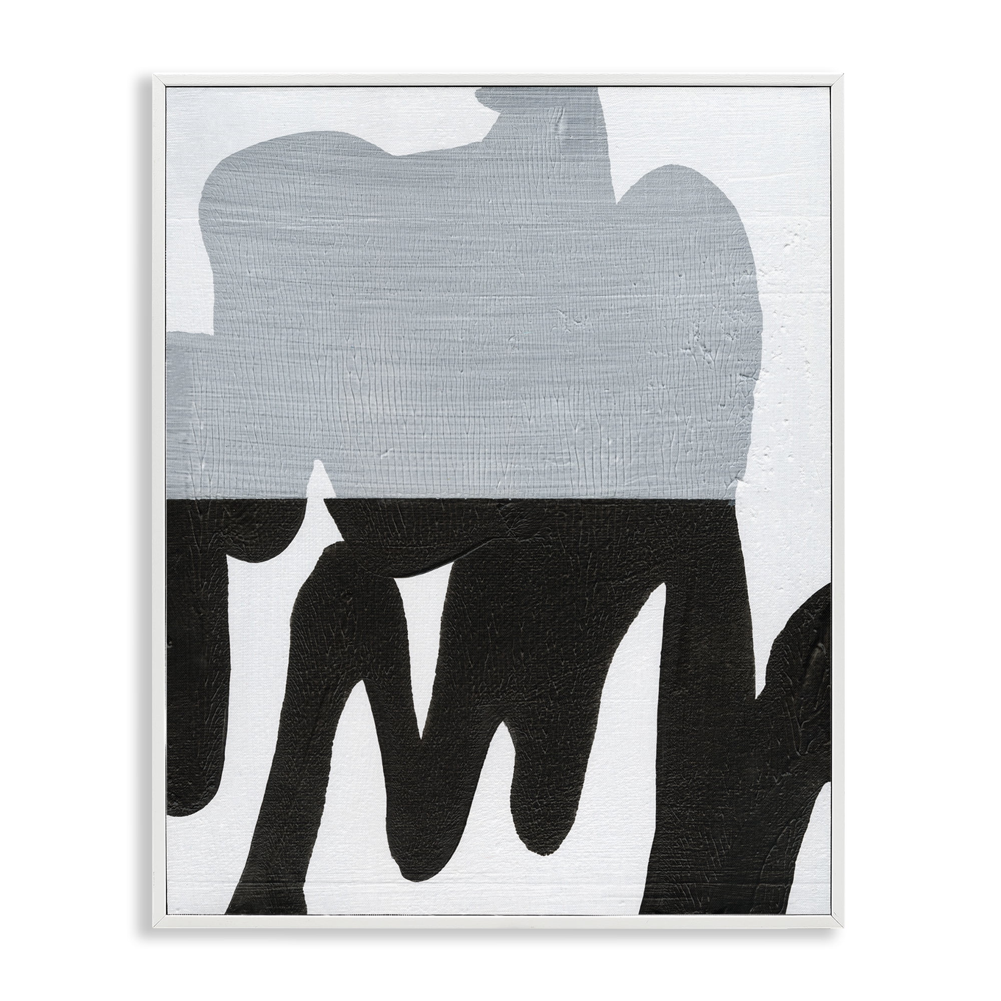 Stupell Industries Opaque Black & Grey Form Abstract Painting White Framed Art Print Wall Art, 24 x 30