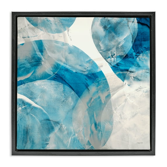 Stupell Industries Opaque Blue Spheres Abstract Painting Black Floater Framed Canvas Art Print Wall Art, 25 x 25