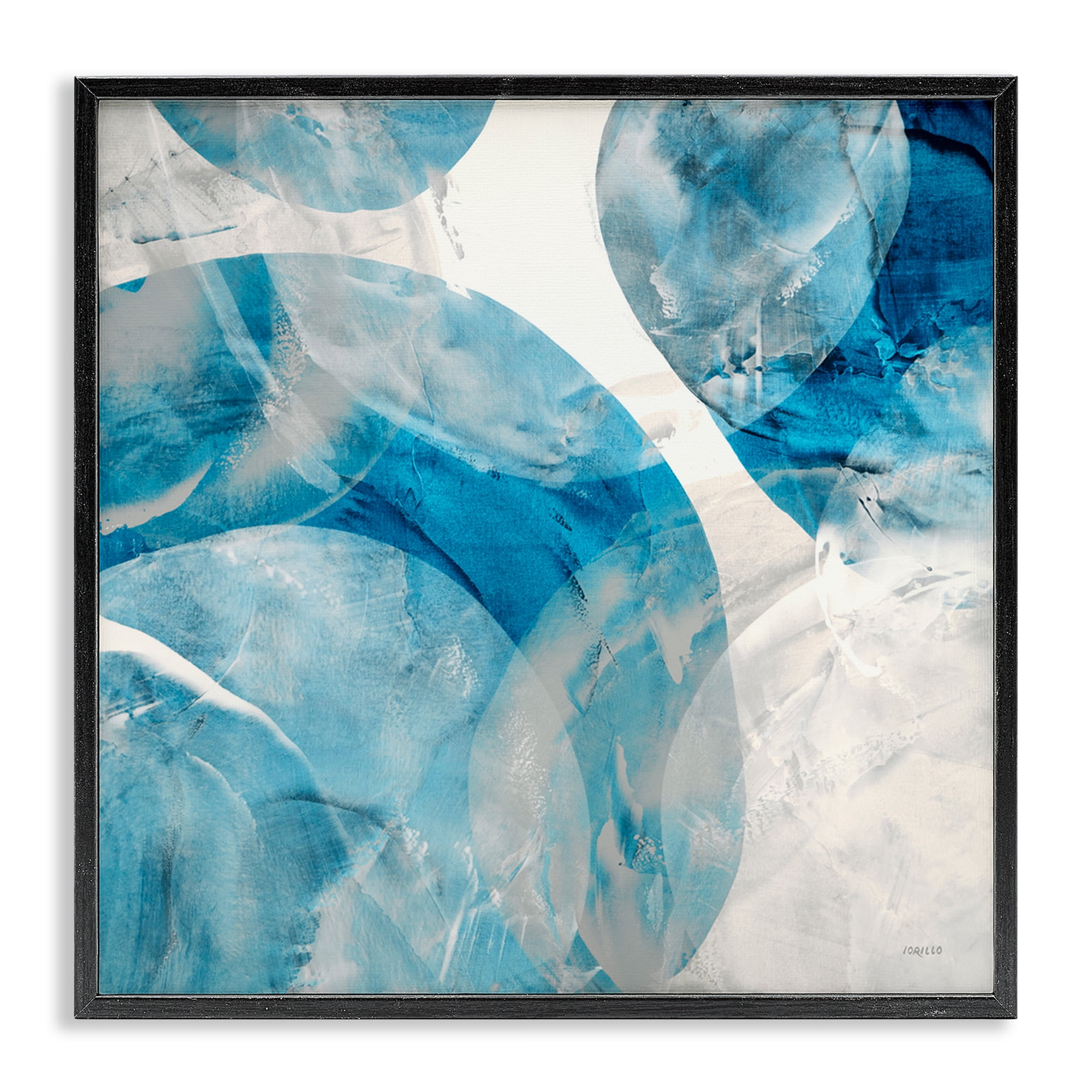Stupell Industries Opaque Blue Spheres Abstract Painting Black Framed Art Print Wall Art, 12 x 12