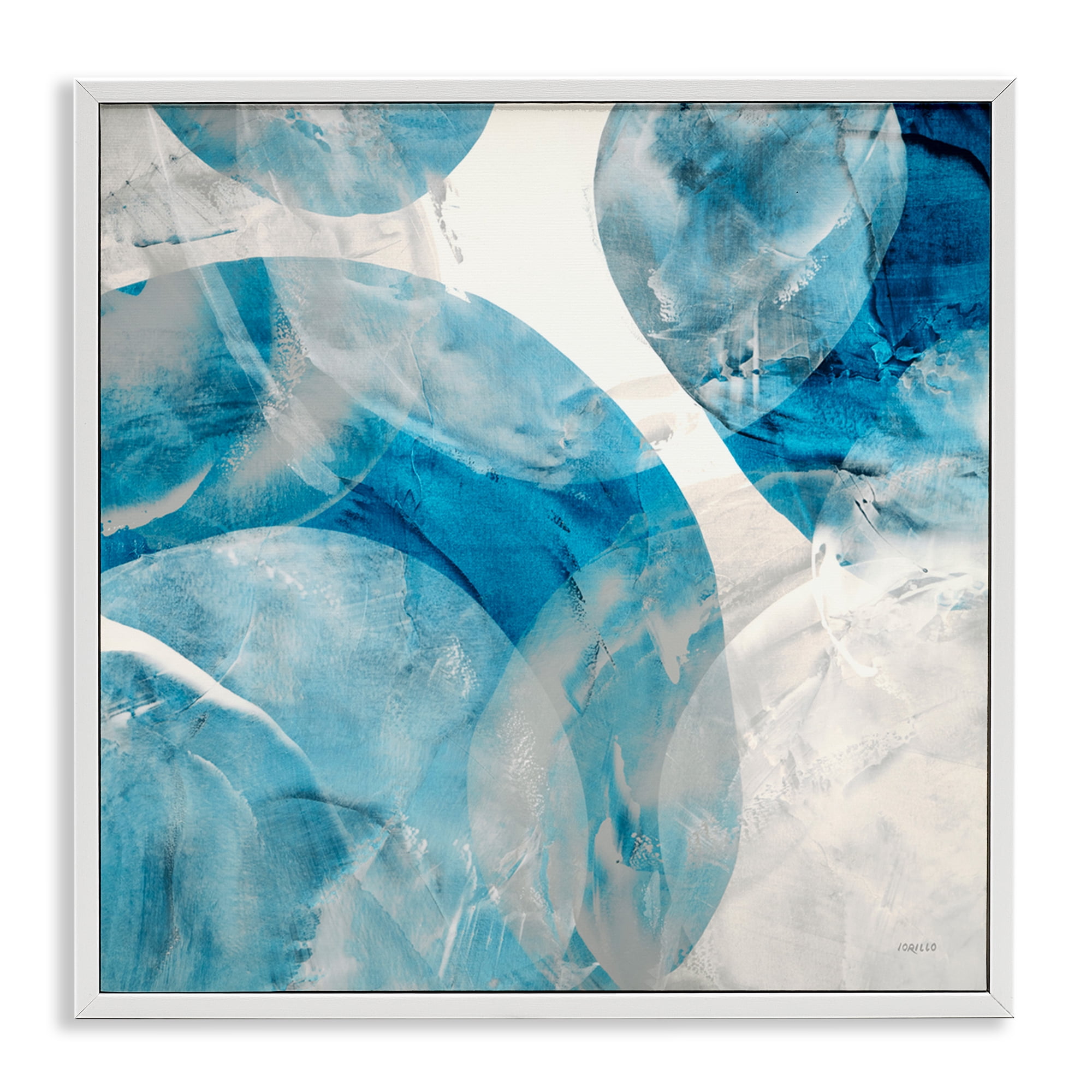 Stupell Industries Opaque Blue Spheres Abstract Painting White Framed Art Print Wall Art, 17 x 17