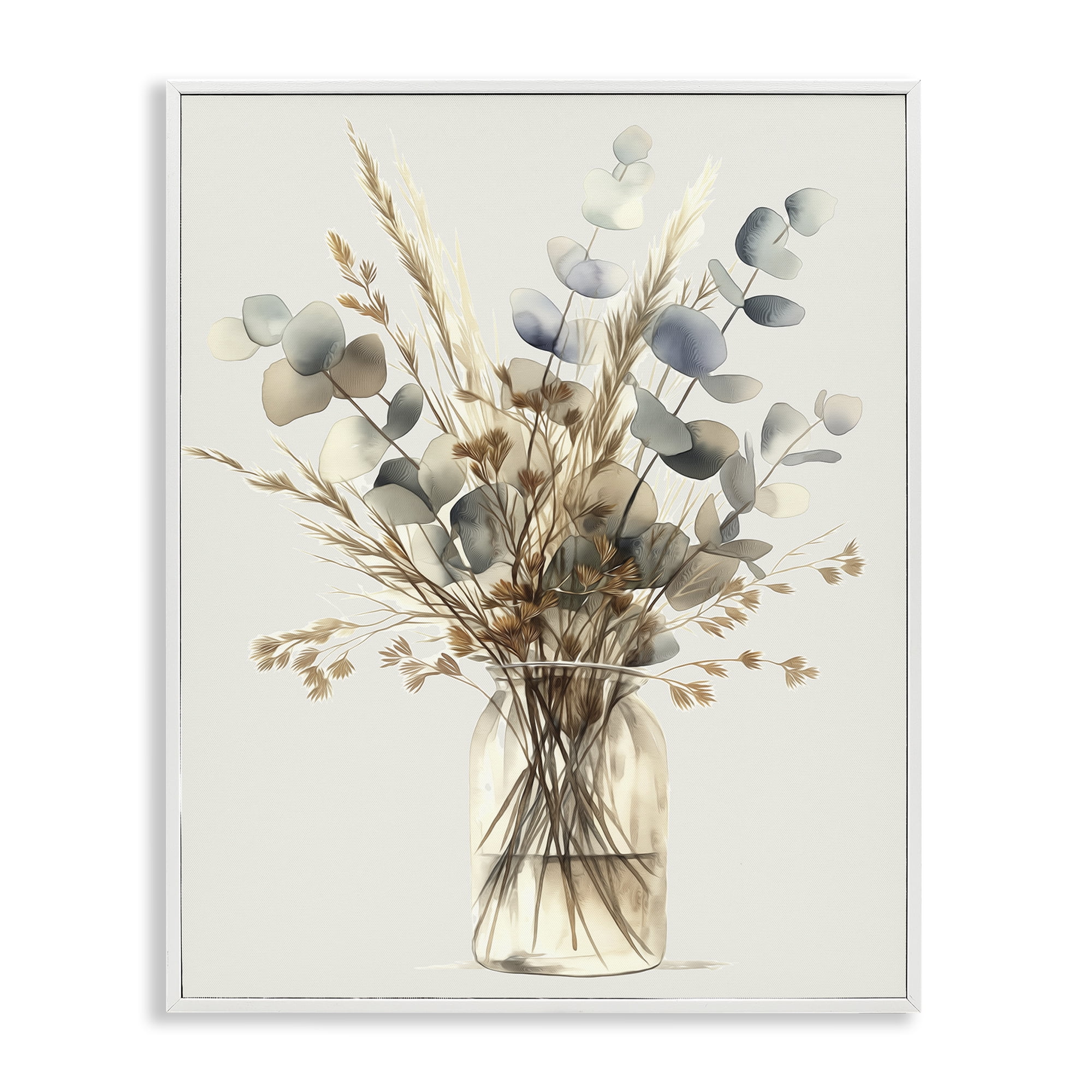 Stupell Industries Opaque Eucalyptus Bouquet Plants & Flowers Painting White Framed Art Print Wall Art, 16 x 20