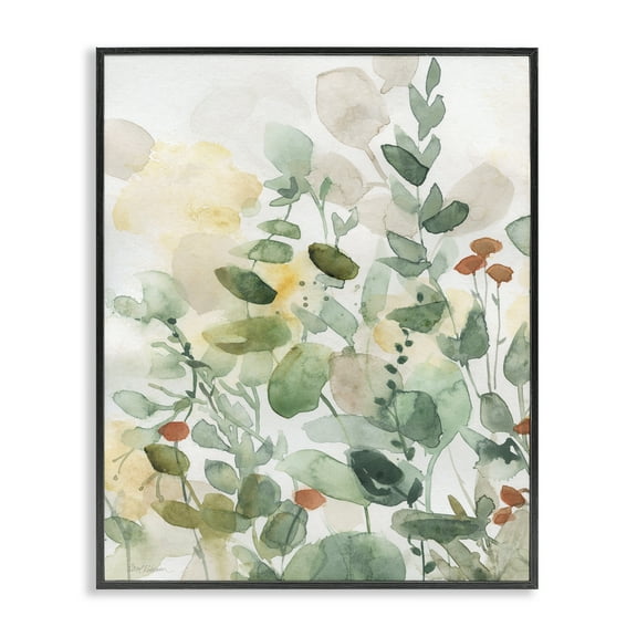 Stupell Industries Opaque Layered Leaves Plants & Flowers Painting Black Framed Art Print Wall Art, 11 x 14