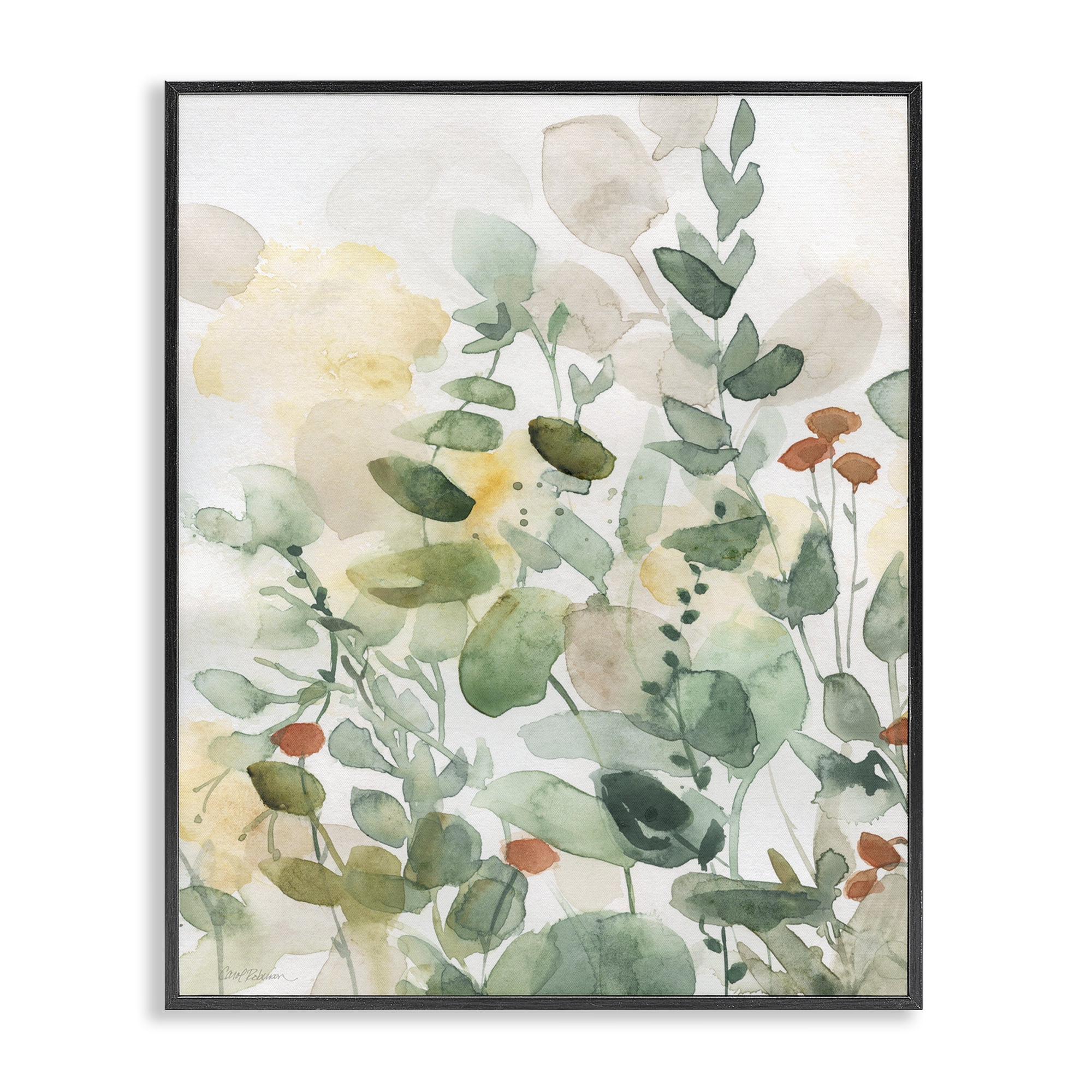 Stupell Industries Opaque Layered Leaves Plants & Flowers Painting Black Framed Art Print Wall Art, 16 x 20