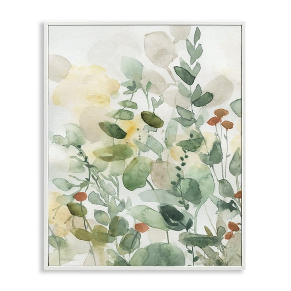 Stupell Industries Opaque Layered Leaves Plants & Flowers Painting White Framed Art Print Wall Art, 16 x 20