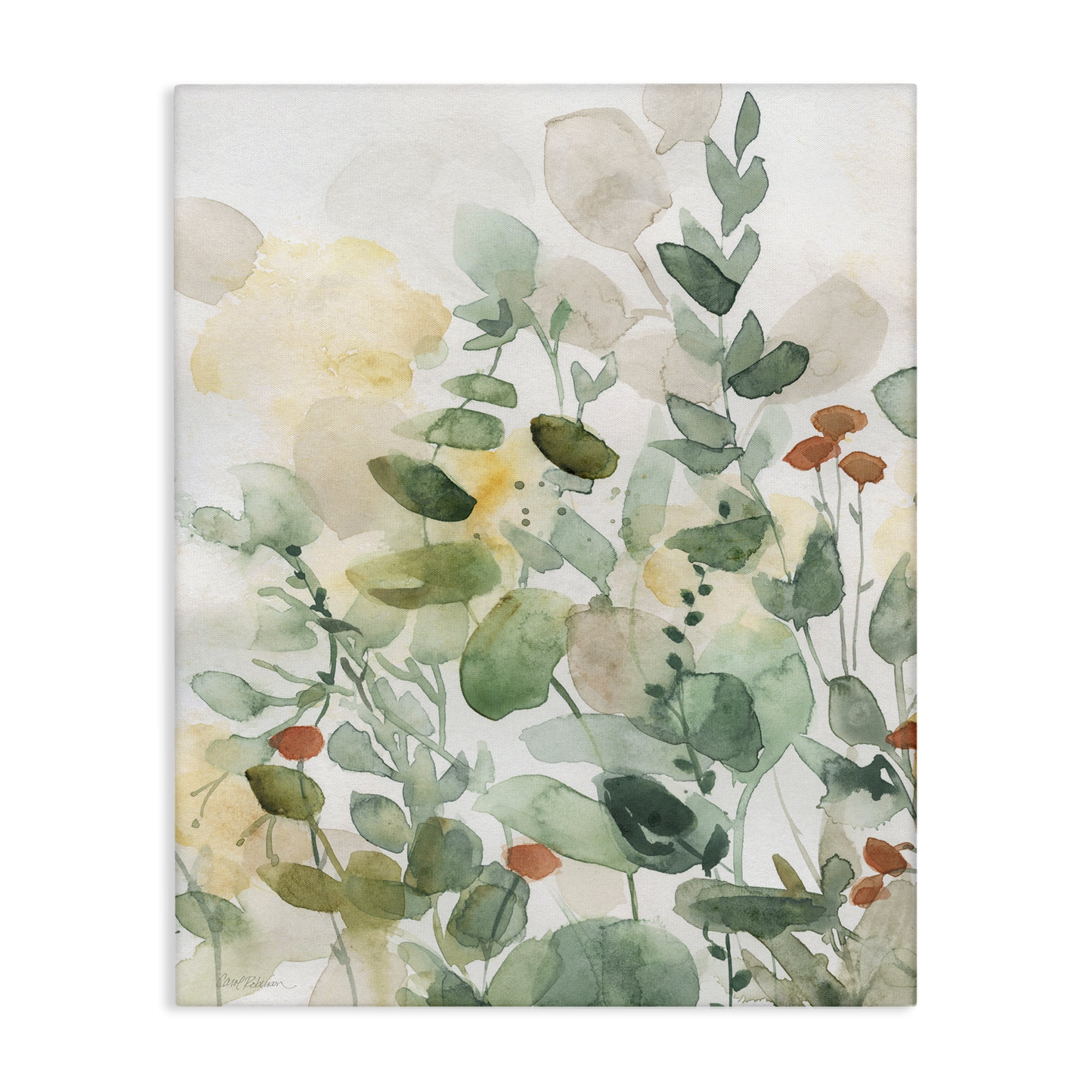 Stupell Industries Opaque Layered Leaves Plants & Flowers Painting Wrapped Canvas Art Print Wall Art, 30 x 40