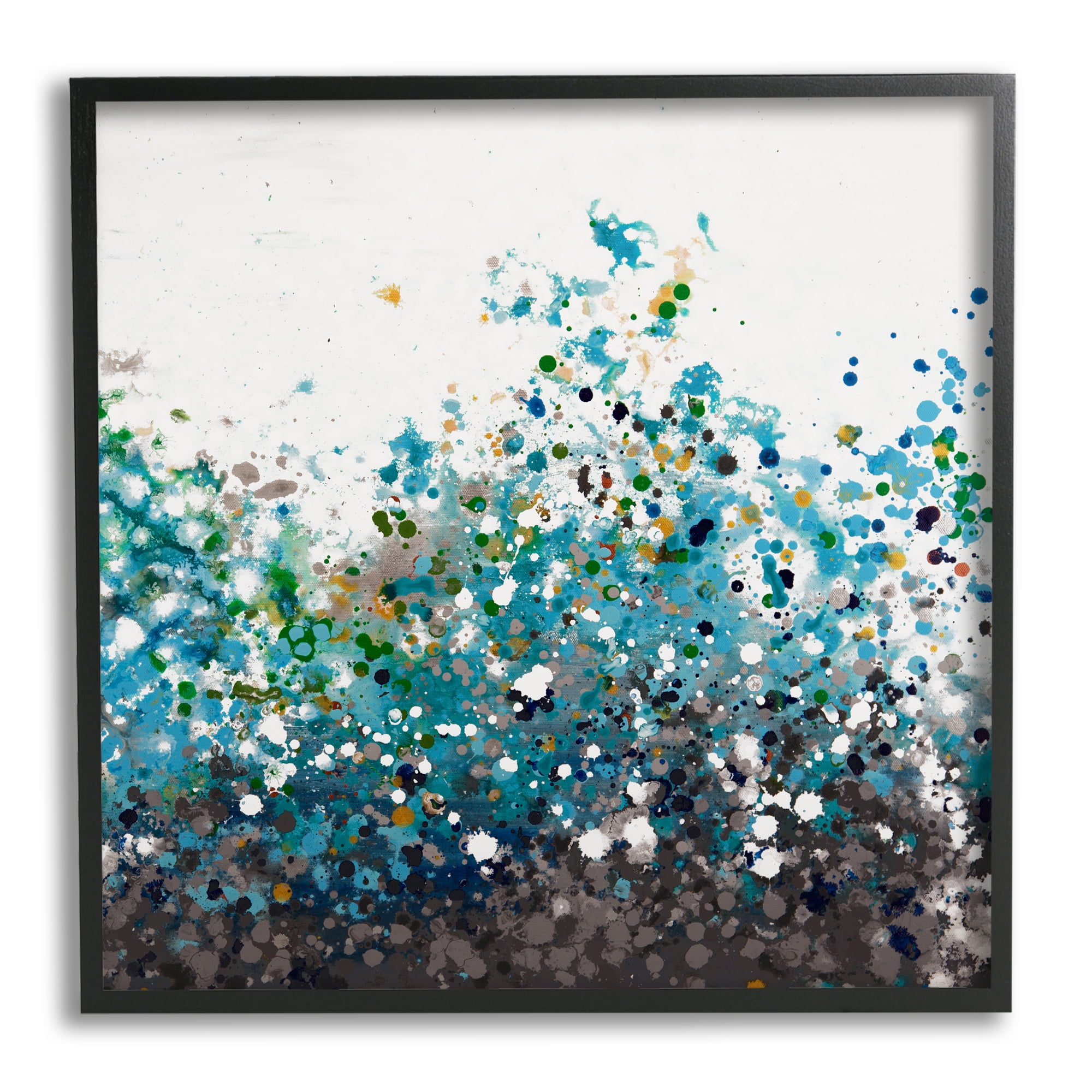 Stupell Industries Opaque Speckled Blue Abstract Paint Splatter Painting Black Framed Art Print Wall Art, Design by Hilary Winfield