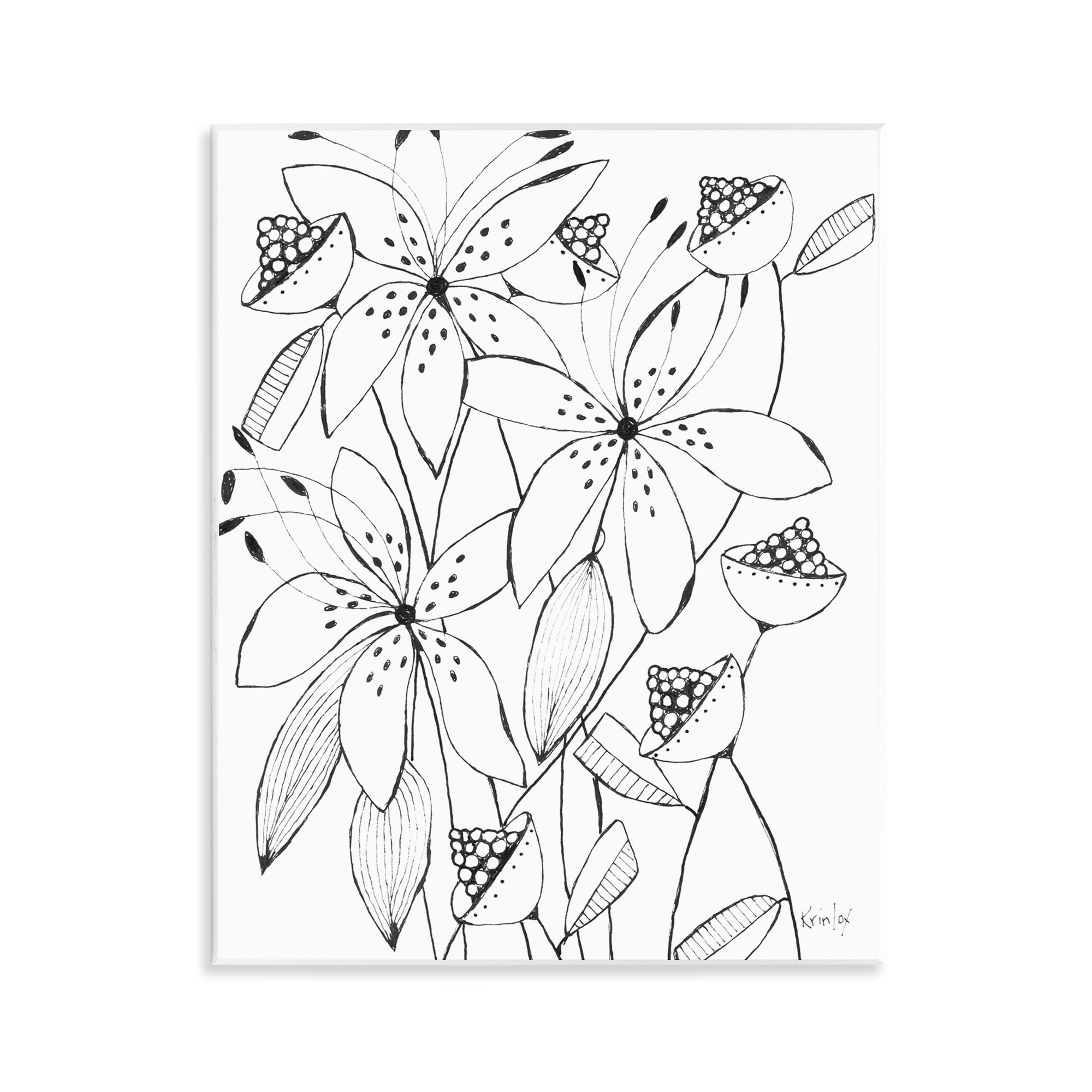 Stupell Industries Open Blooms Outline Wall Plaque Art, design by Krinlox