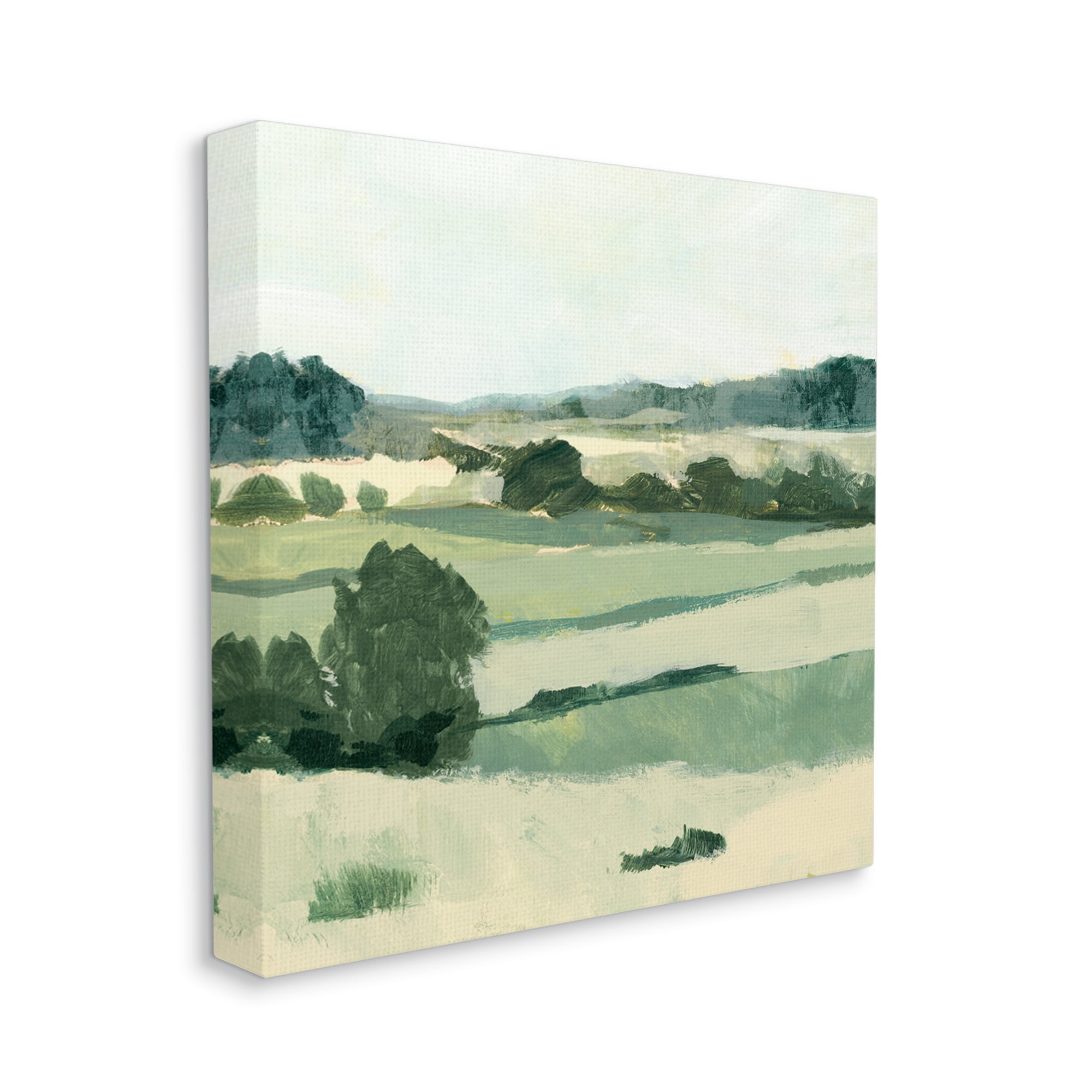 Stupell Industries Open Countryside Landscape Soft Green Rolling Hills Landscape Painting Gallery Wrapped Canvas Print Wall Art, 30 x 30