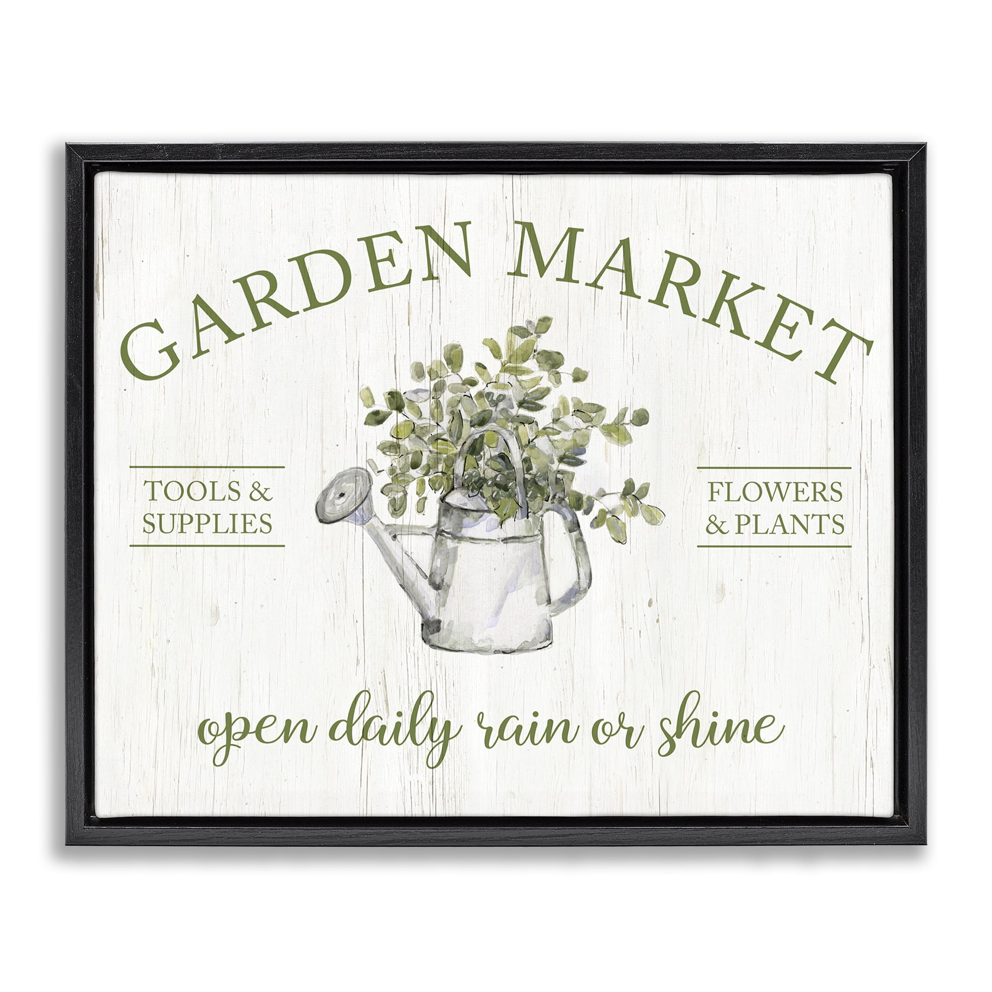 Stupell Industries Open Daily Garden Market Black Framed Floater Canvas Wall Art, design by Sally Swatland