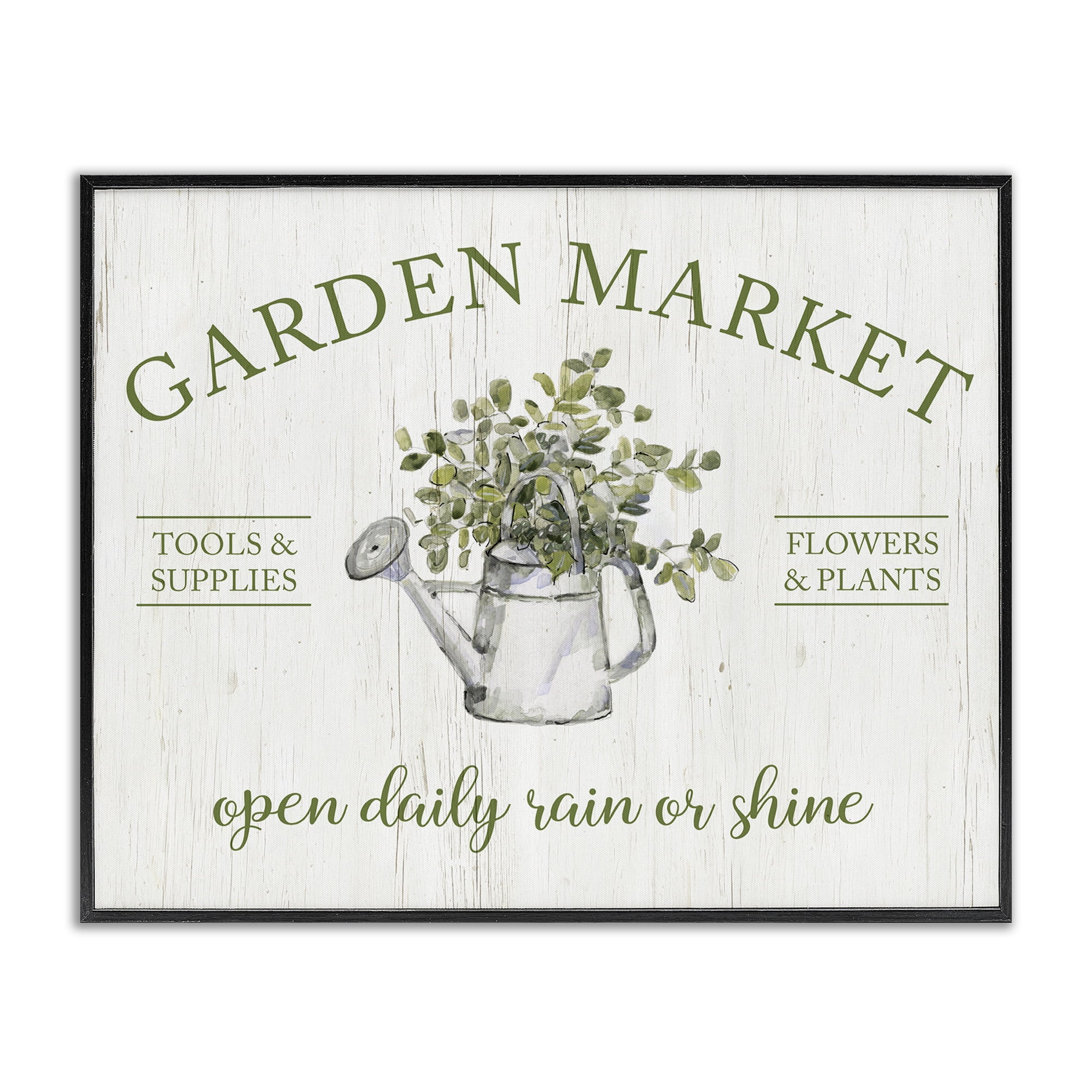 Stupell Industries Open Daily Garden Market Black Framed Giclee Art, design by Sally Swatland