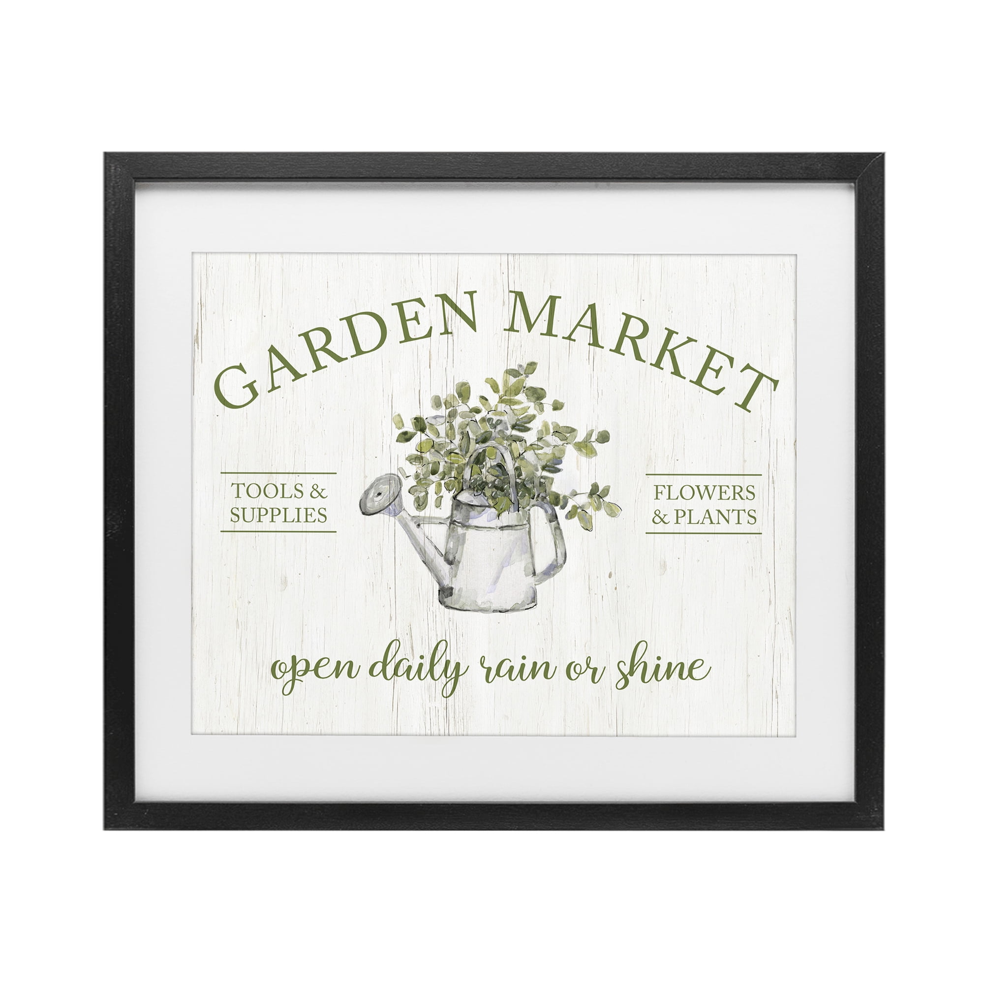 Stupell Industries Open Daily Garden Market Black Framed Print Under Glass, design by Sally Swatland