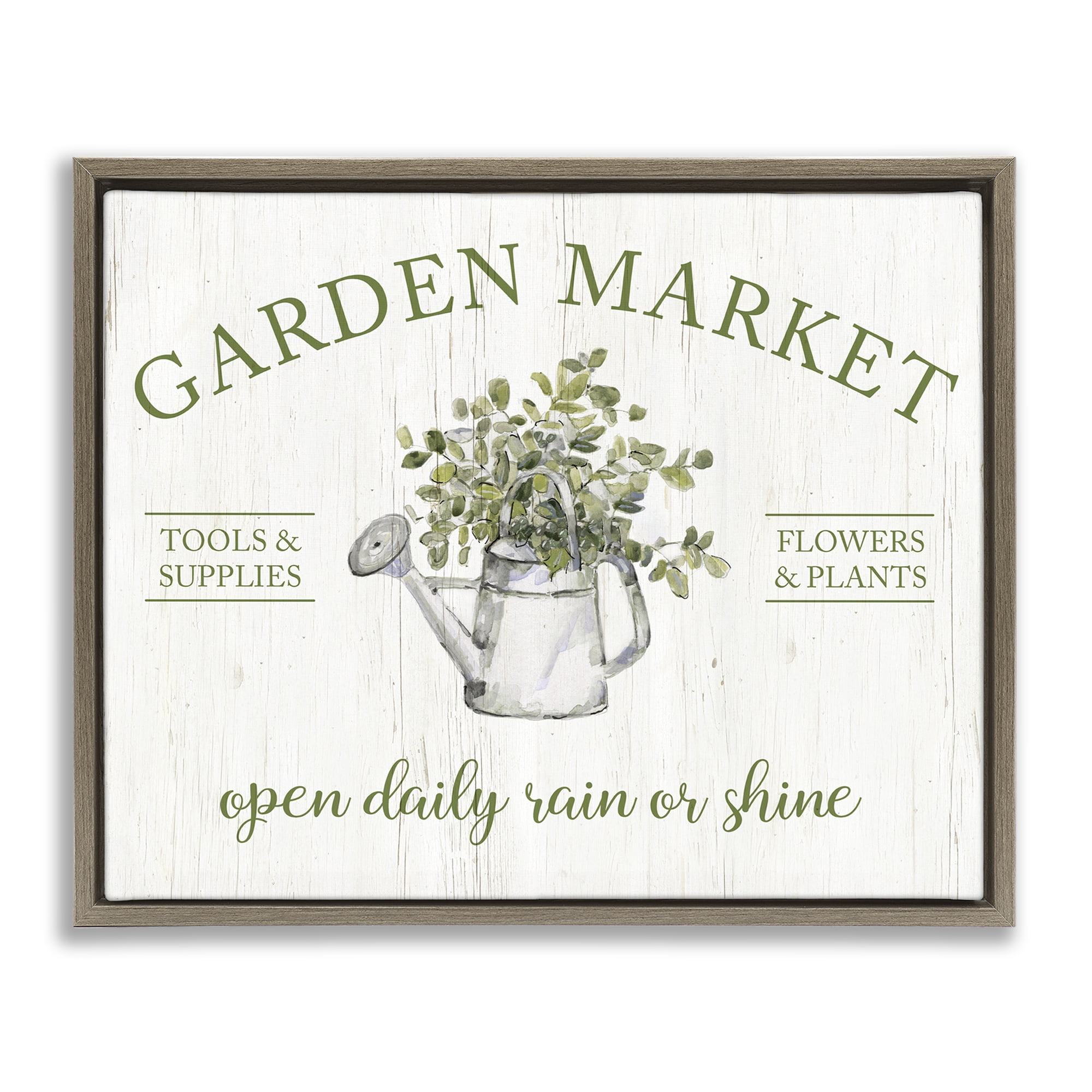 Stupell Industries Open Daily Garden Market Brown Framed Floater Canvas Wall Art, design by Sally Swatland