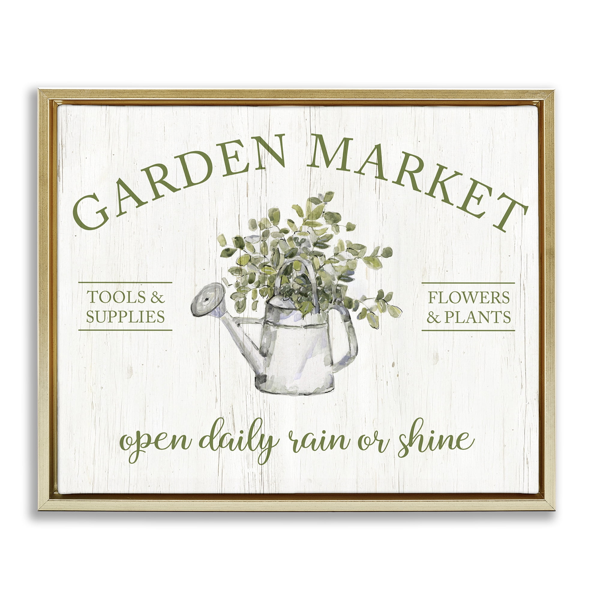 Stupell Industries Open Daily Garden Market Gold Framed Floater Canvas Wall Art, design by Sally Swatland