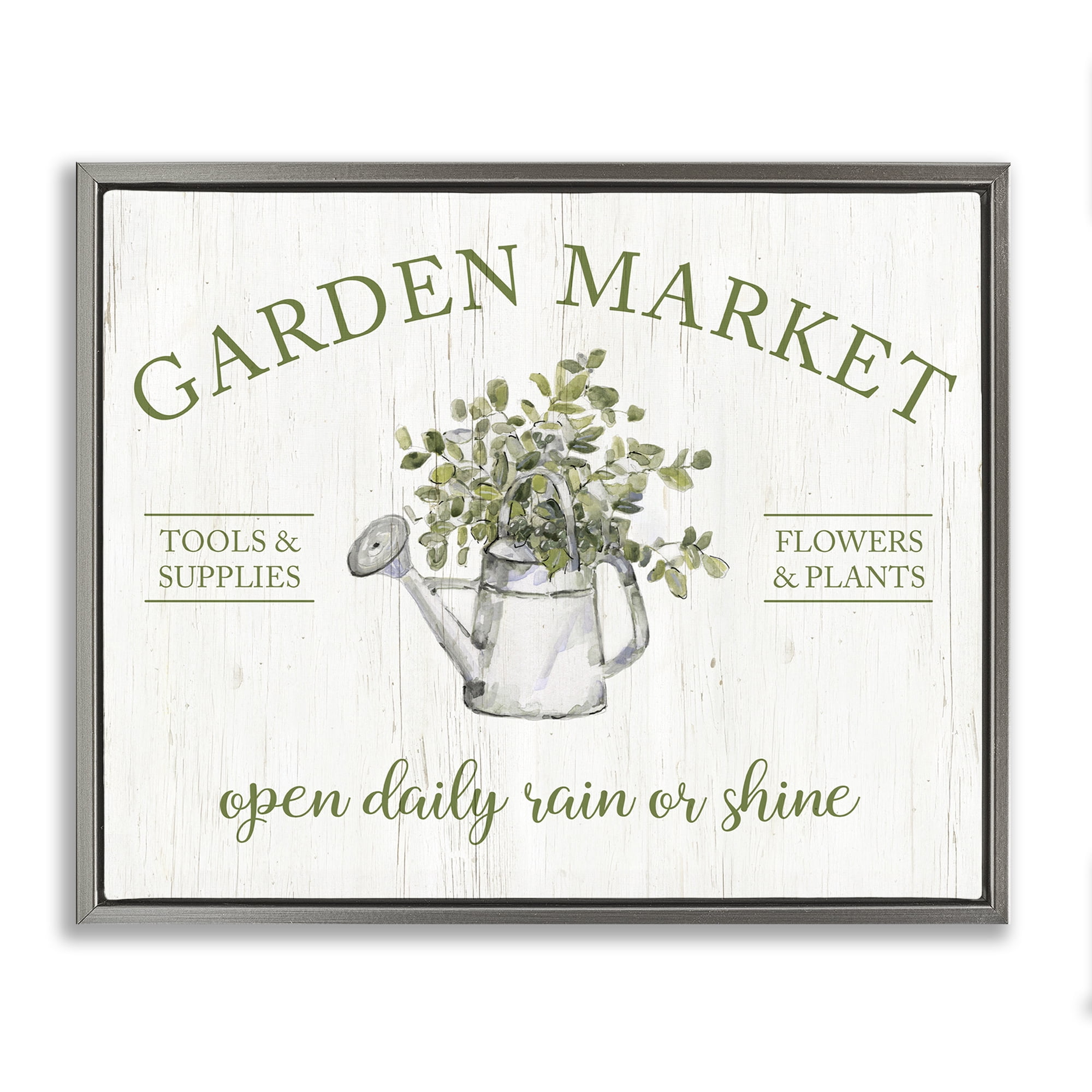 Stupell Industries Open Daily Garden Market Gray Framed Floater Canvas Wall Art, design by Sally Swatland