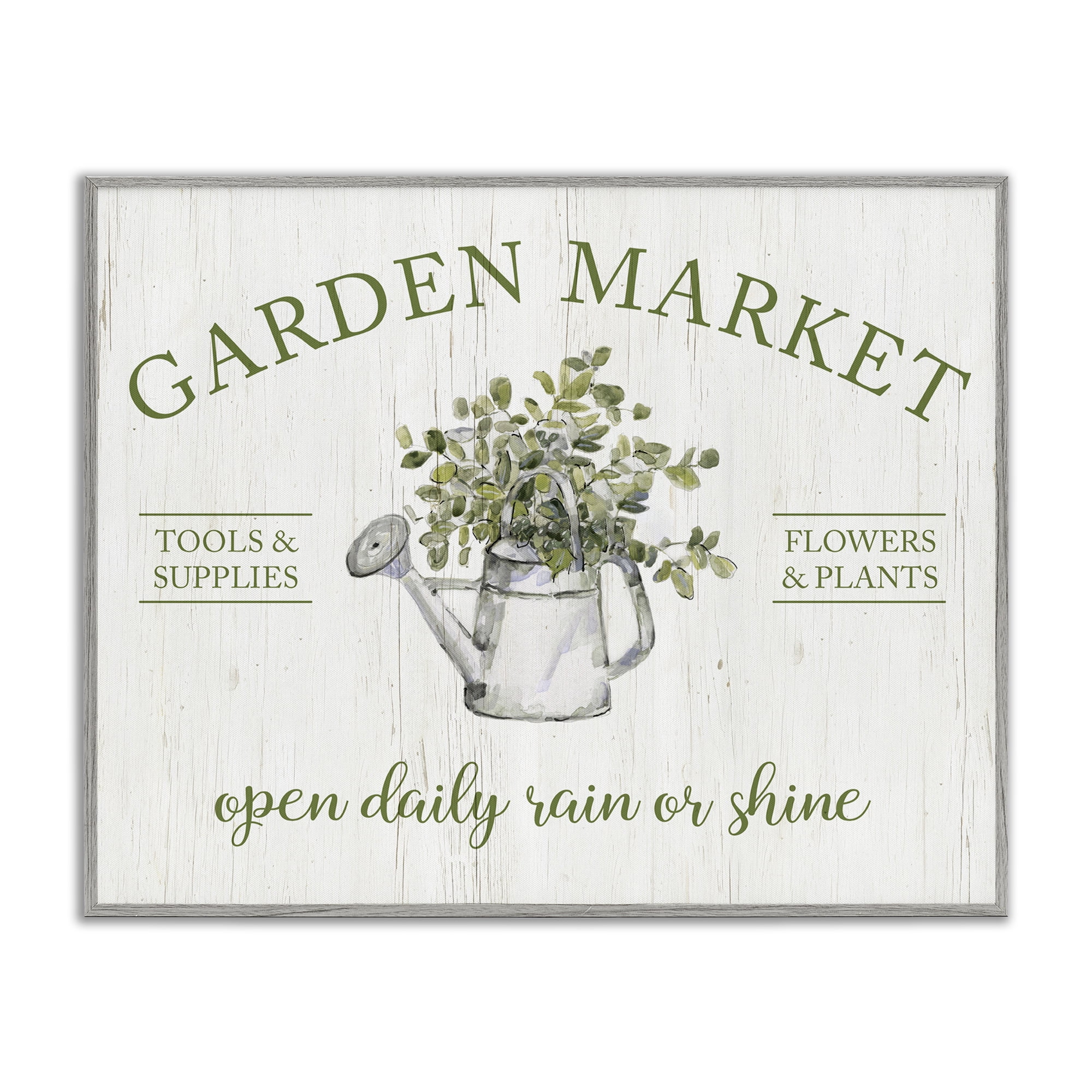 Stupell Industries Open Daily Garden Market Gray Framed Giclee Art, design by Sally Swatland
