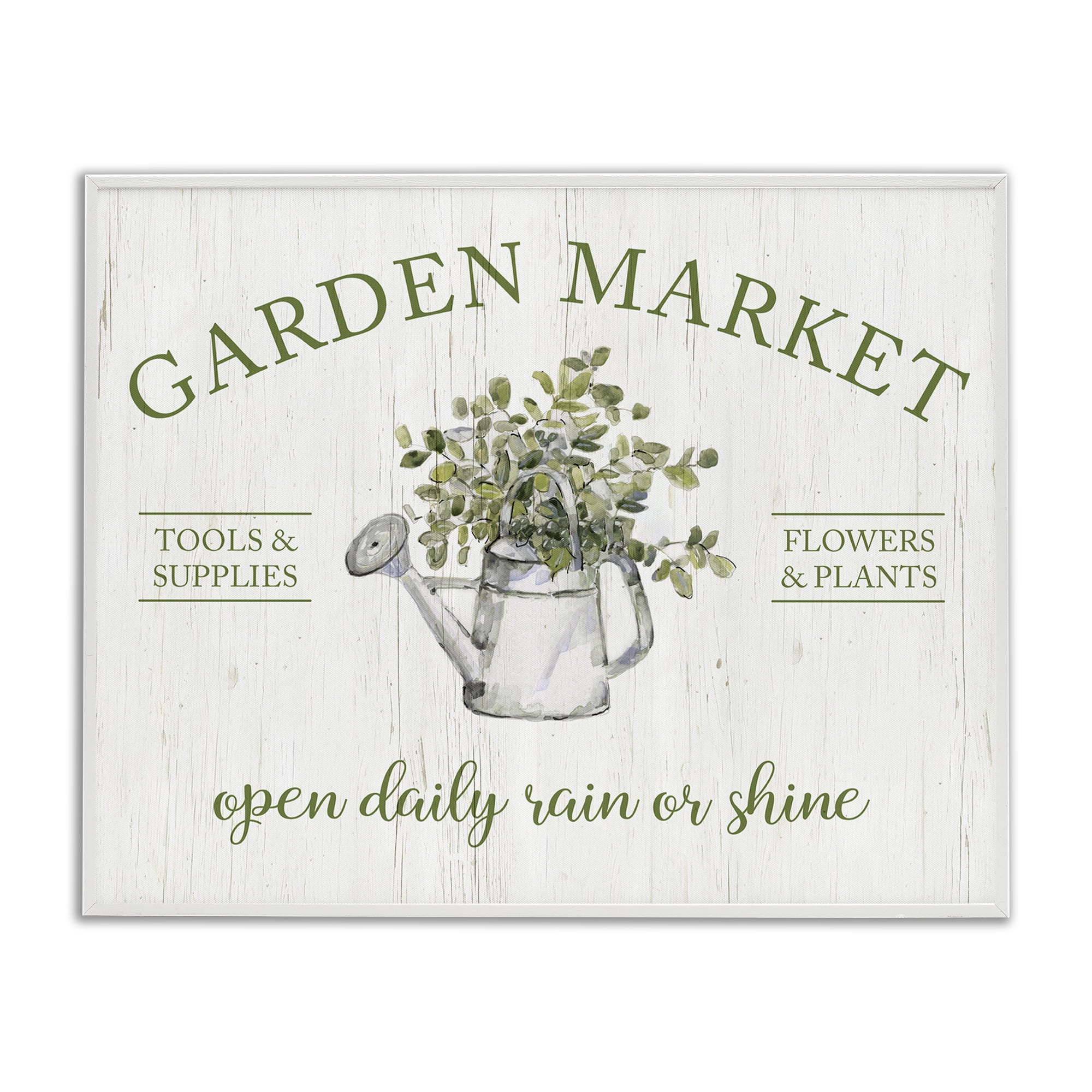 Stupell Industries Open Daily Garden Market White Framed Giclee Art, design by Sally Swatland