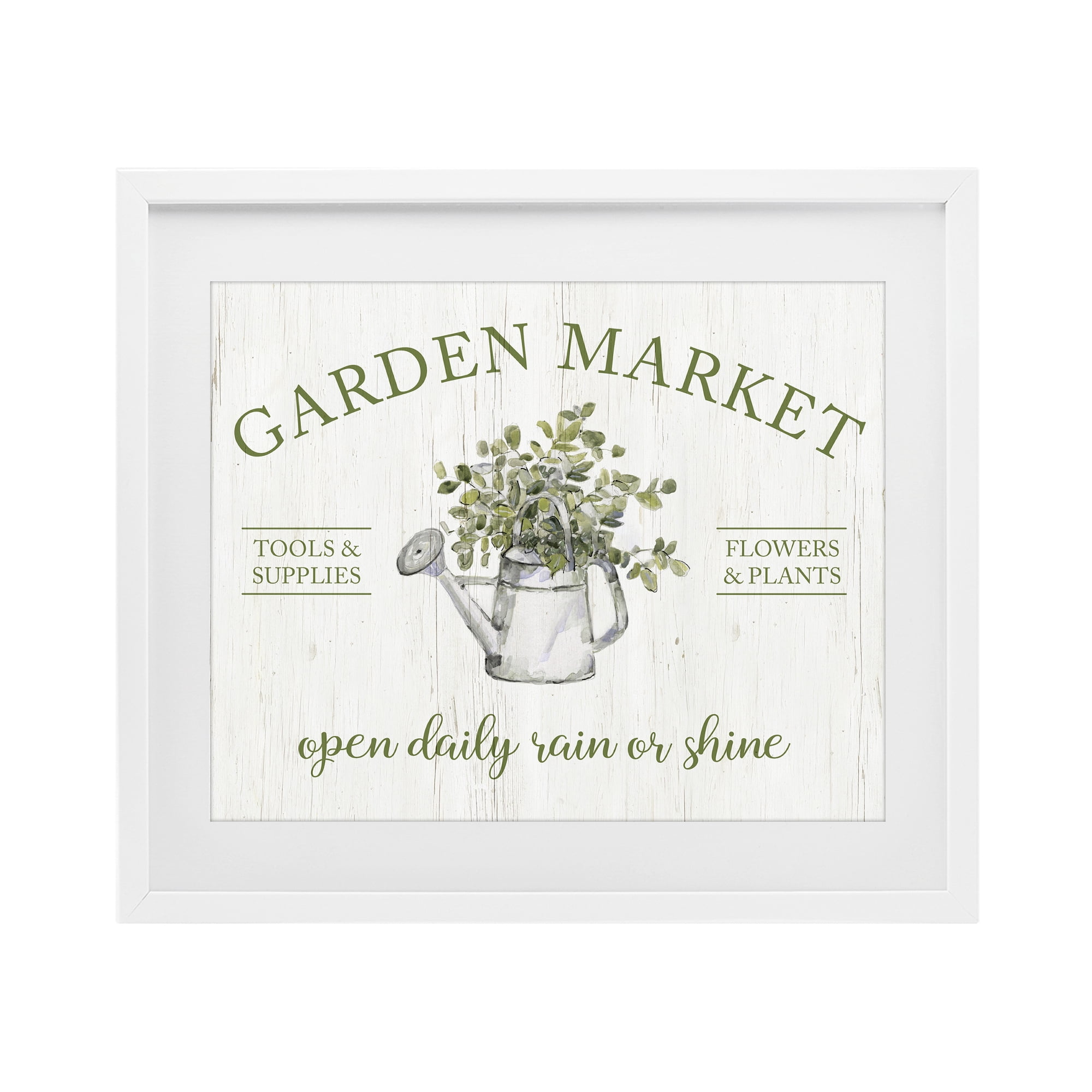 Stupell Industries Open Daily Garden Market White Framed Print Under Glass, design by Sally Swatland