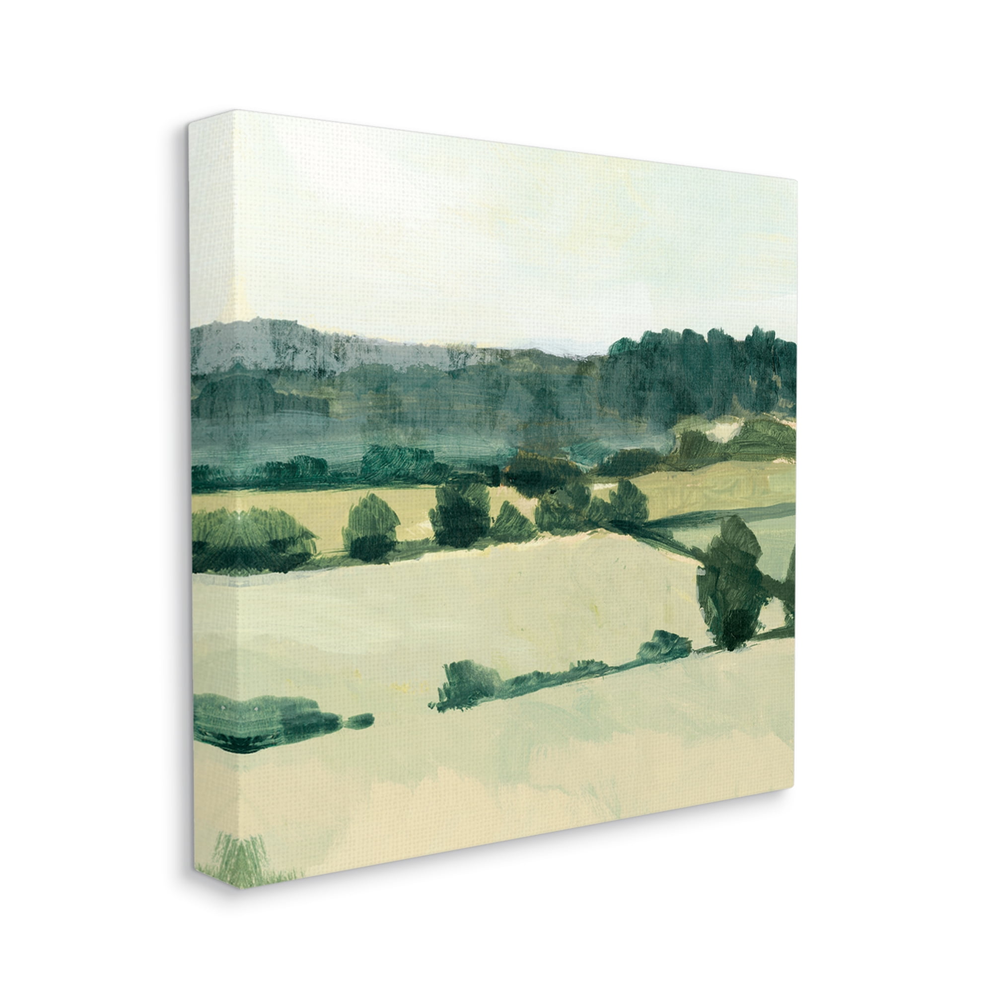 Stupell Industries Open Green Farm Fields Abstract Country Tree Landscape Landscape Painting Gallery Wrapped Canvas Print Wall Art, 30 x 30