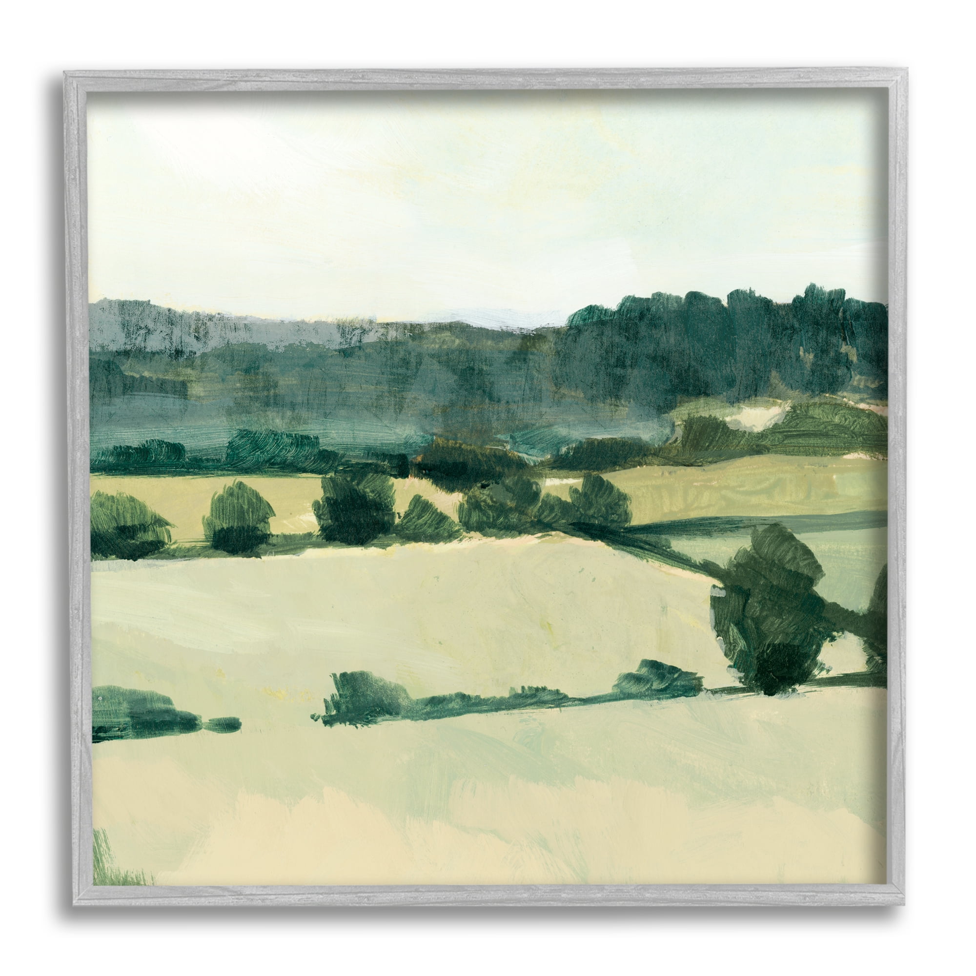 Stupell Industries Open Green Farm Fields Abstract Country Tree ...