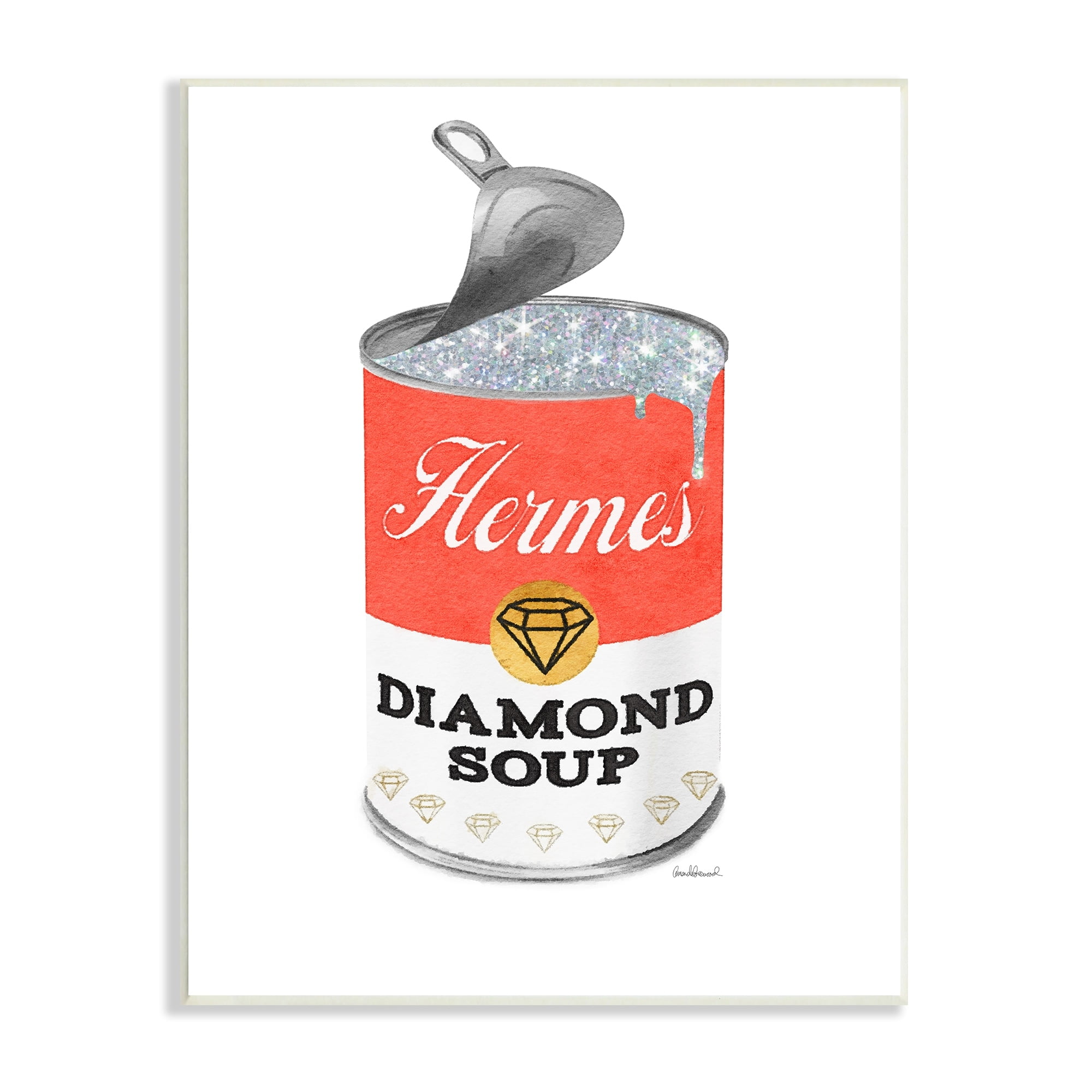 Stupell Industries Open Lid Soup Red Can Pop Glam Fashion, 13 x 19, Design by Amanda Greenwood