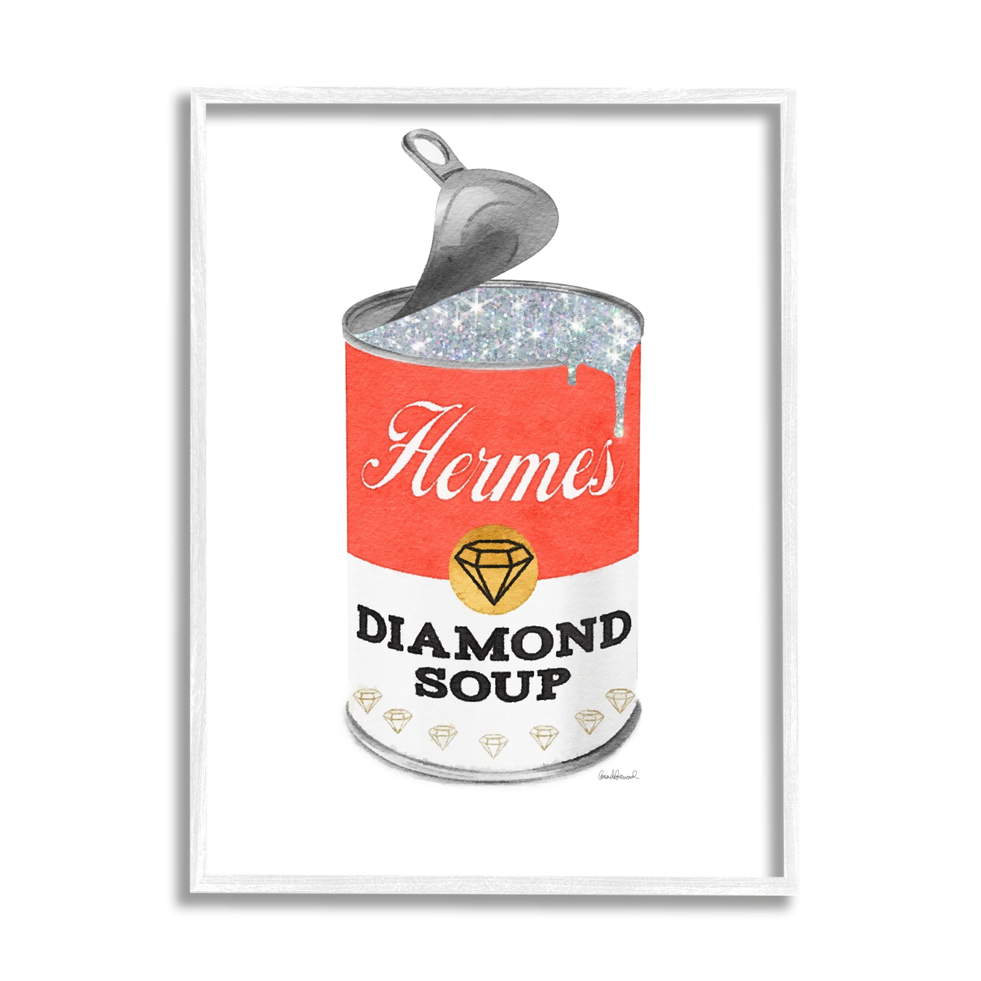 Stupell Industries Open Lid Soup Red Can Pop Glam Fashion, 16 x 20, Design by Amanda Greenwood