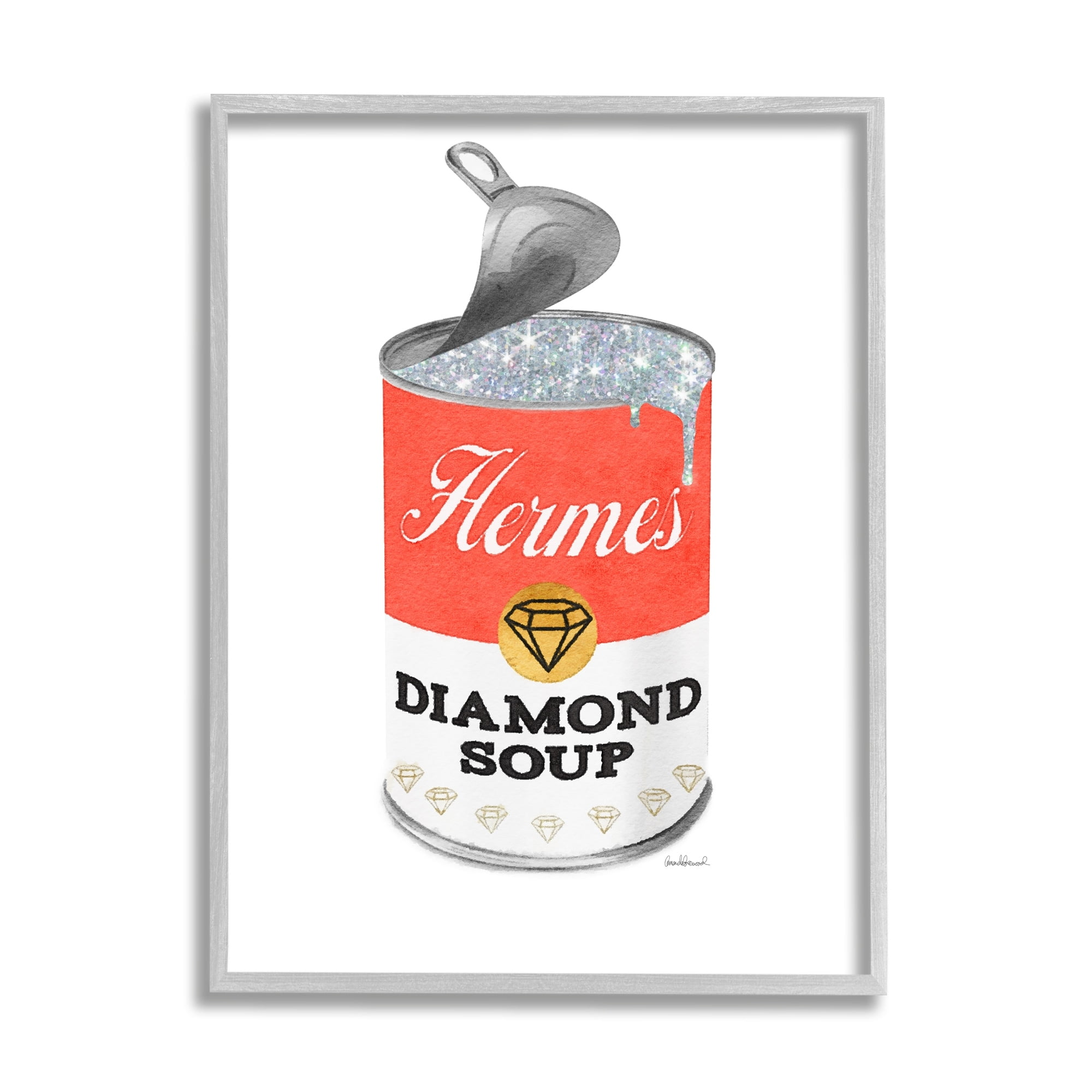 Stupell Industries Open Lid Soup Red Can Pop Glam Fashion, 24 x 30, Design by Amanda Greenwood