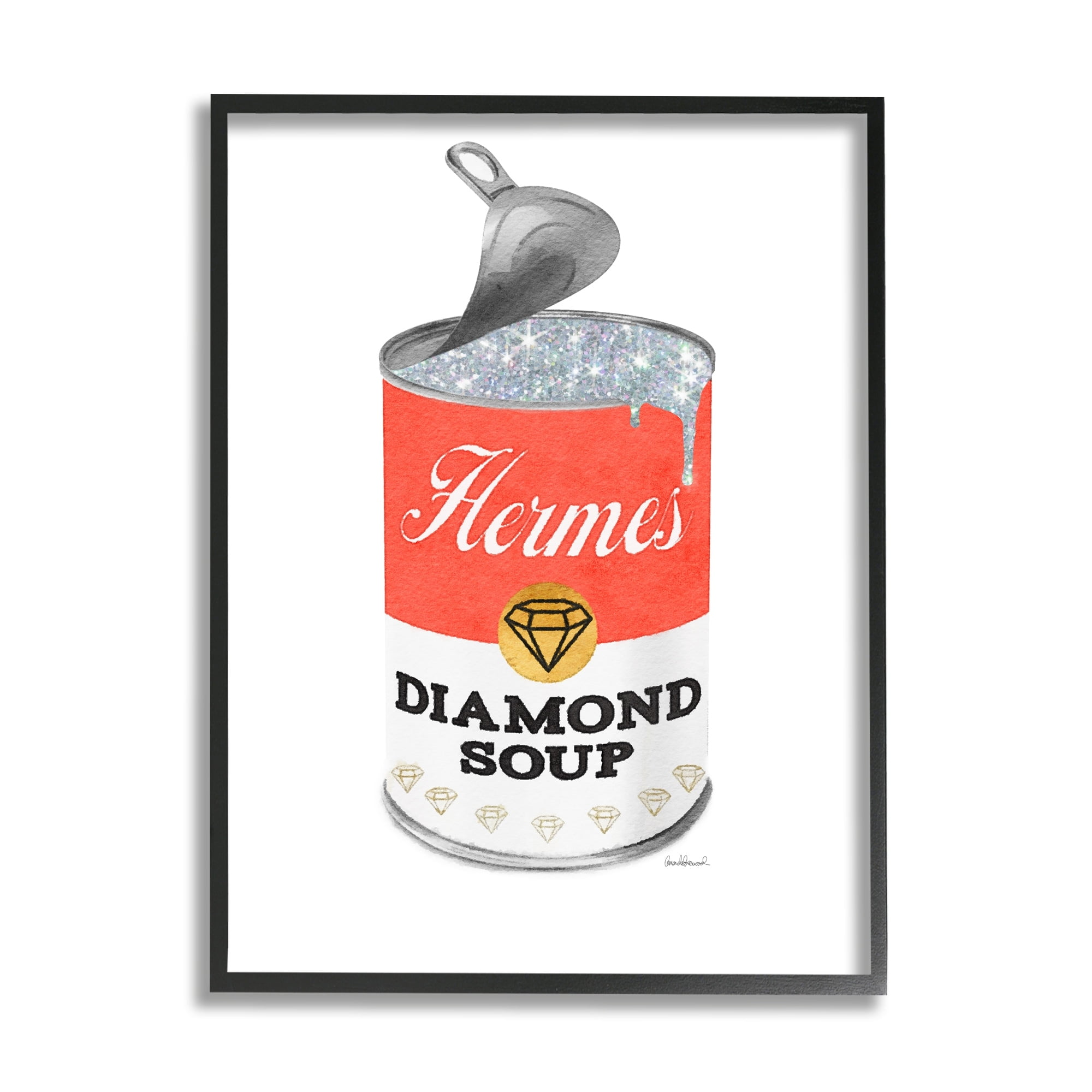 Stupell Industries Open Lid Soup Red Can Pop Glam Fashion, 24 x 30, Design by Amanda Greenwood