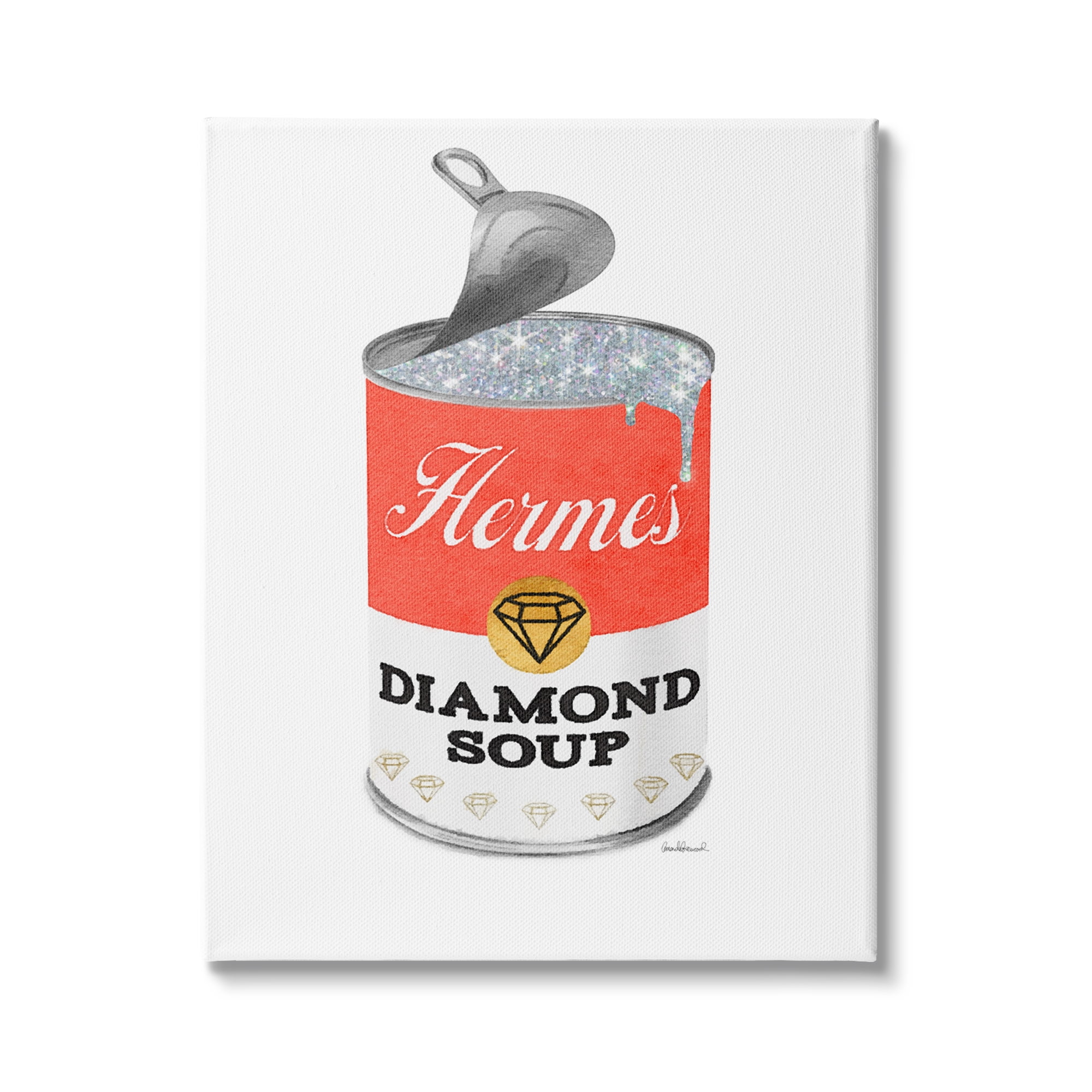 Stupell Industries Open Lid Soup Red Can Pop Glam Fashion, 36 x 48, Design by Amanda Greenwood