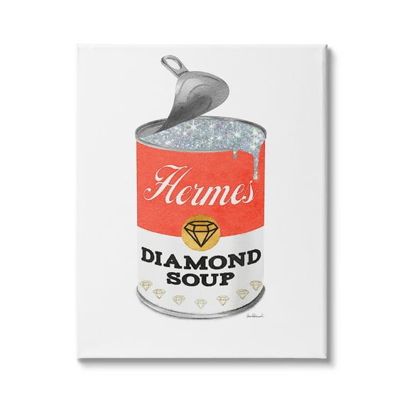 Stupell Industries Open Lid Soup Red Can Pop Glam Fashion, 36 x 48, Design by Amanda Greenwood