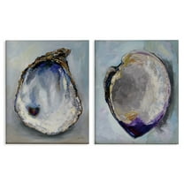 Stupell Industries Open Oyster Clam Shell Nautical & Beach Painting Wrapped Canvas Art Print Wall Art, 16 x 20, Set of 2
