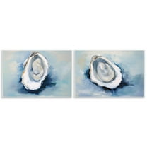 Stupell Industries Open Oyster Mollusk Shells Nautical & Beach Painting Unframed Art Print Wall Art, 15 x 10, Set of 2