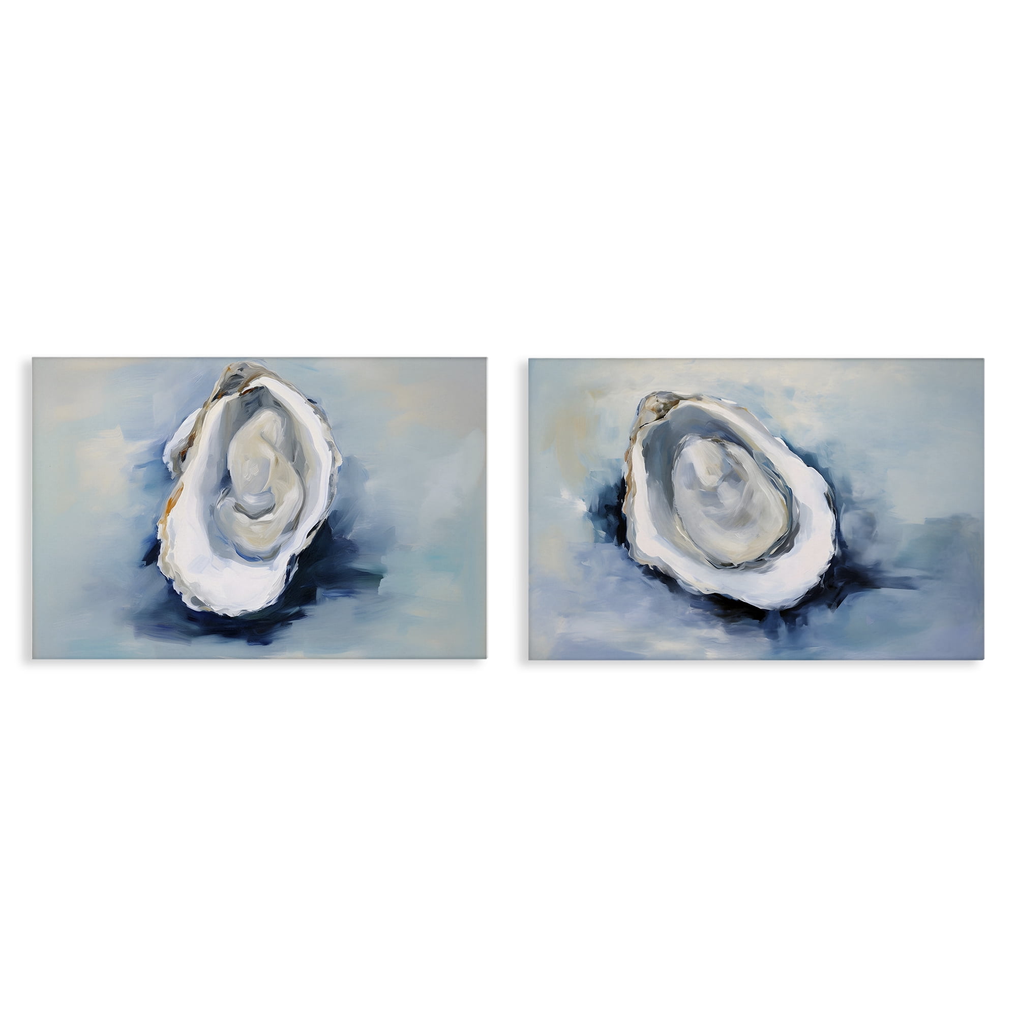 Stupell Industries Open Oyster Mollusk Shells Nautical & Beach Painting Wrapped Canvas Art Print Wall Art, 30 x 20, Set of 2