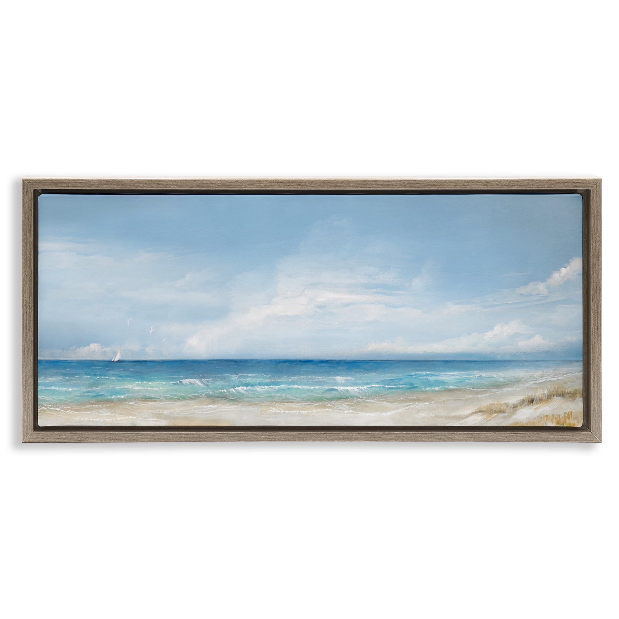 Stupell Industries Open Panoramic Sea Brown Framed Floater Canvas Wall Art, design by Ruane Manning