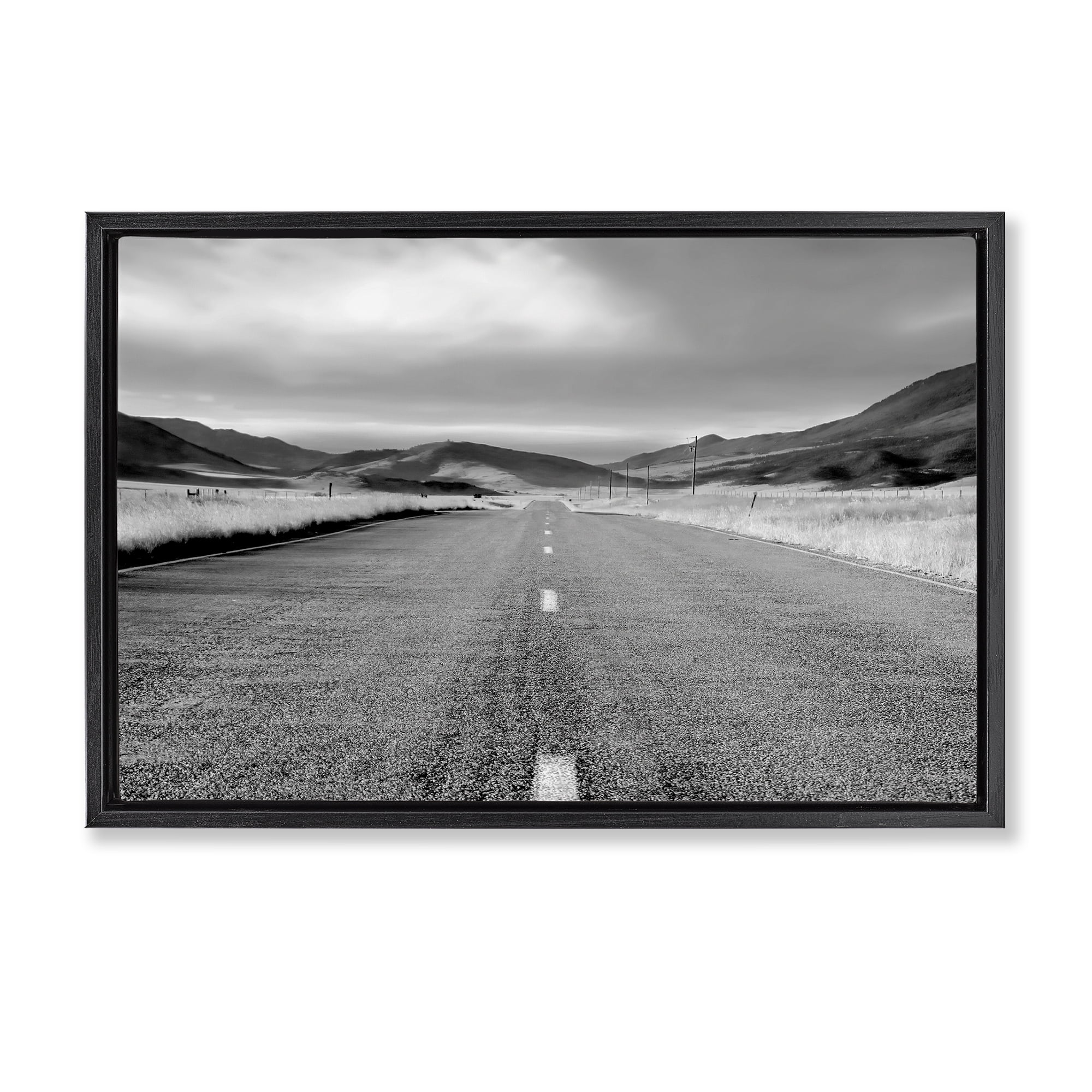 Stupell Industries Open Road Through Rolling Hills Black Framed Floater Canvas Wall Art, design by Steve Toole