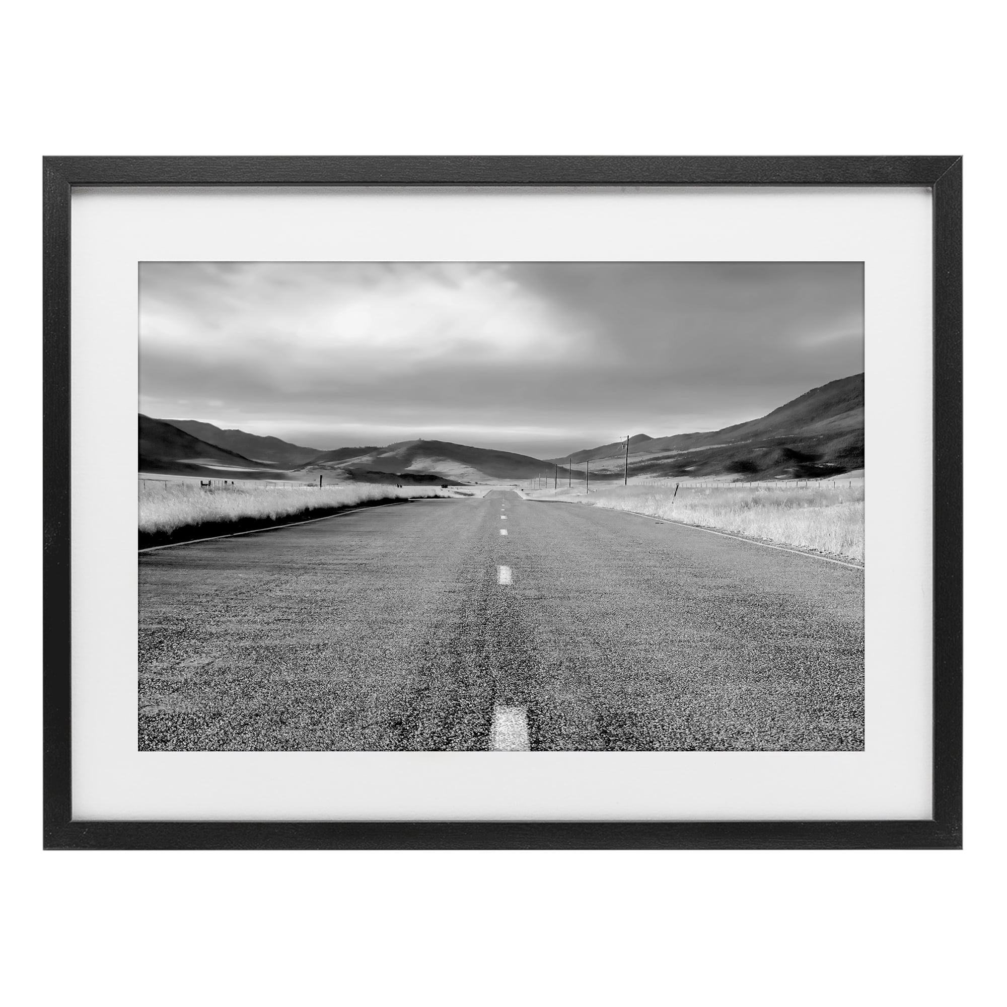 Stupell Industries Open Road Through Rolling Hills Black Framed Print Under Glass, design by Steve Toole
