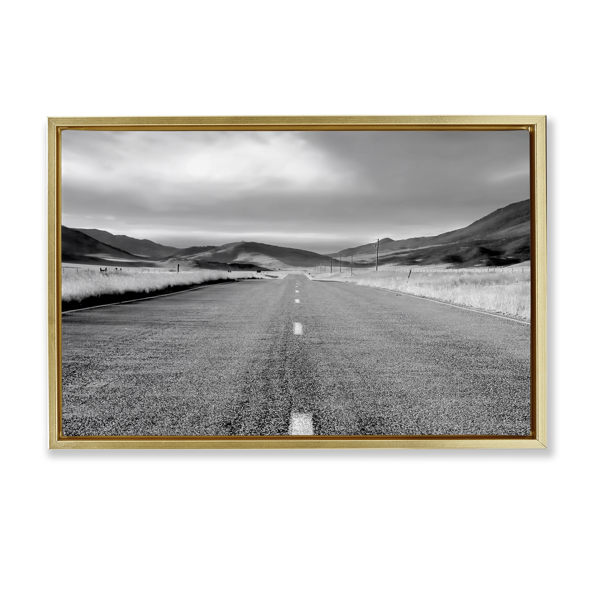 Stupell Industries Open Road Through Rolling Hills Gold Framed Floater Canvas Wall Art, design by Steve Toole