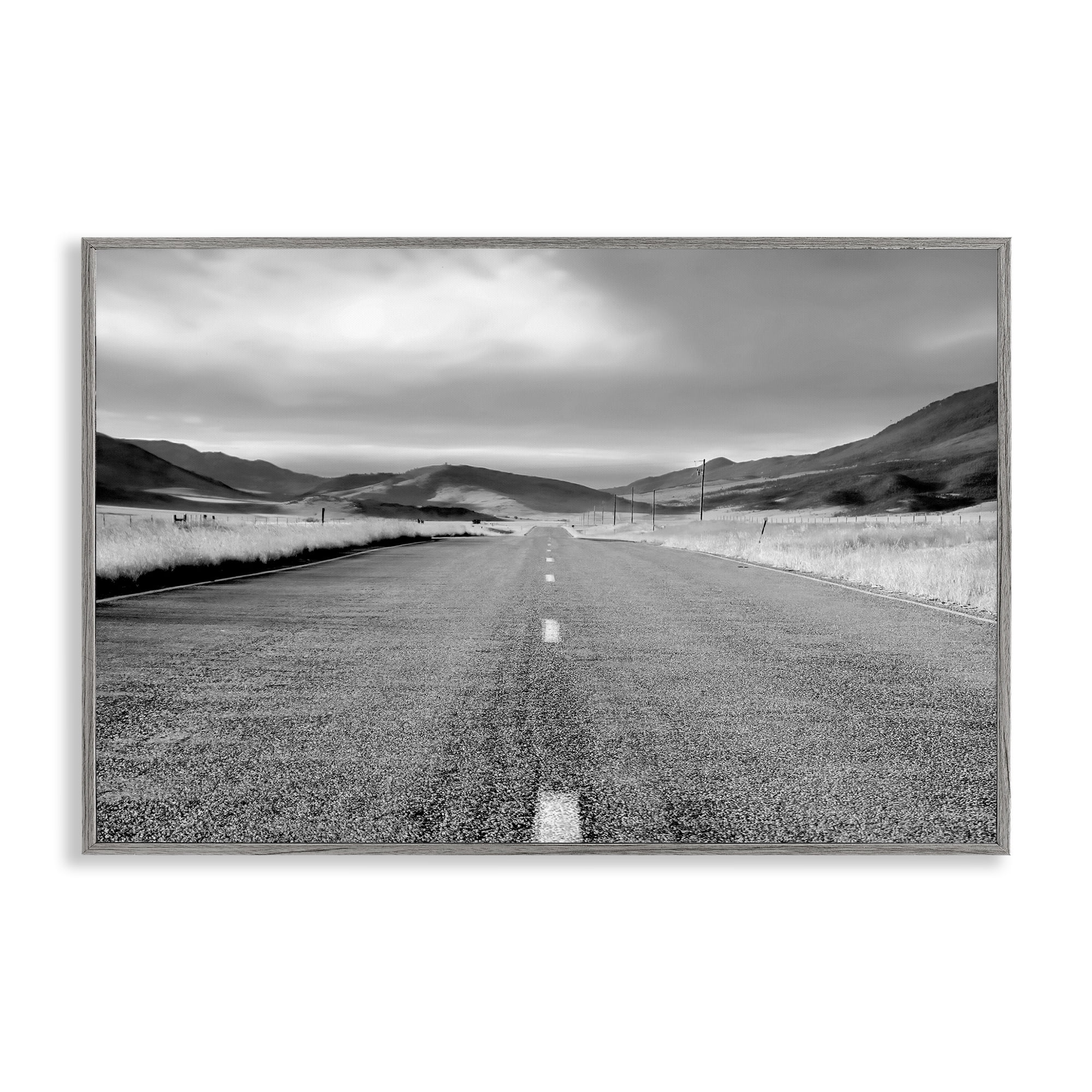 Stupell Industries Open Road Through Rolling Hills Gray Framed Giclee Art, design by Steve Toole