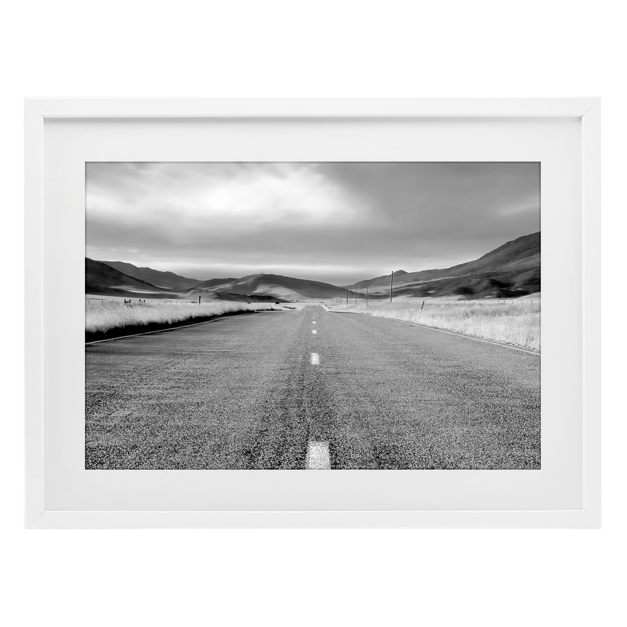 Stupell Industries Open Road Through Rolling Hills White Framed Print Under Glass, design by Steve Toole