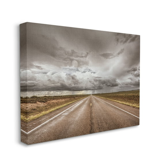 Stupell Industries Open Road under Stormy Sky Western Landscape Photography Gallery-Wrapped Canvas Print Wall Art, 16x20, by Nathan Larson