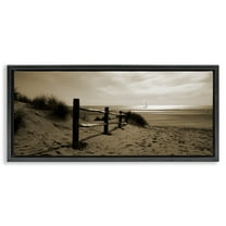 Stupell Industries Open Water Beach Landscape Photography Black Floater Framed Canvas Art Print Wall Art, 25 x 11
