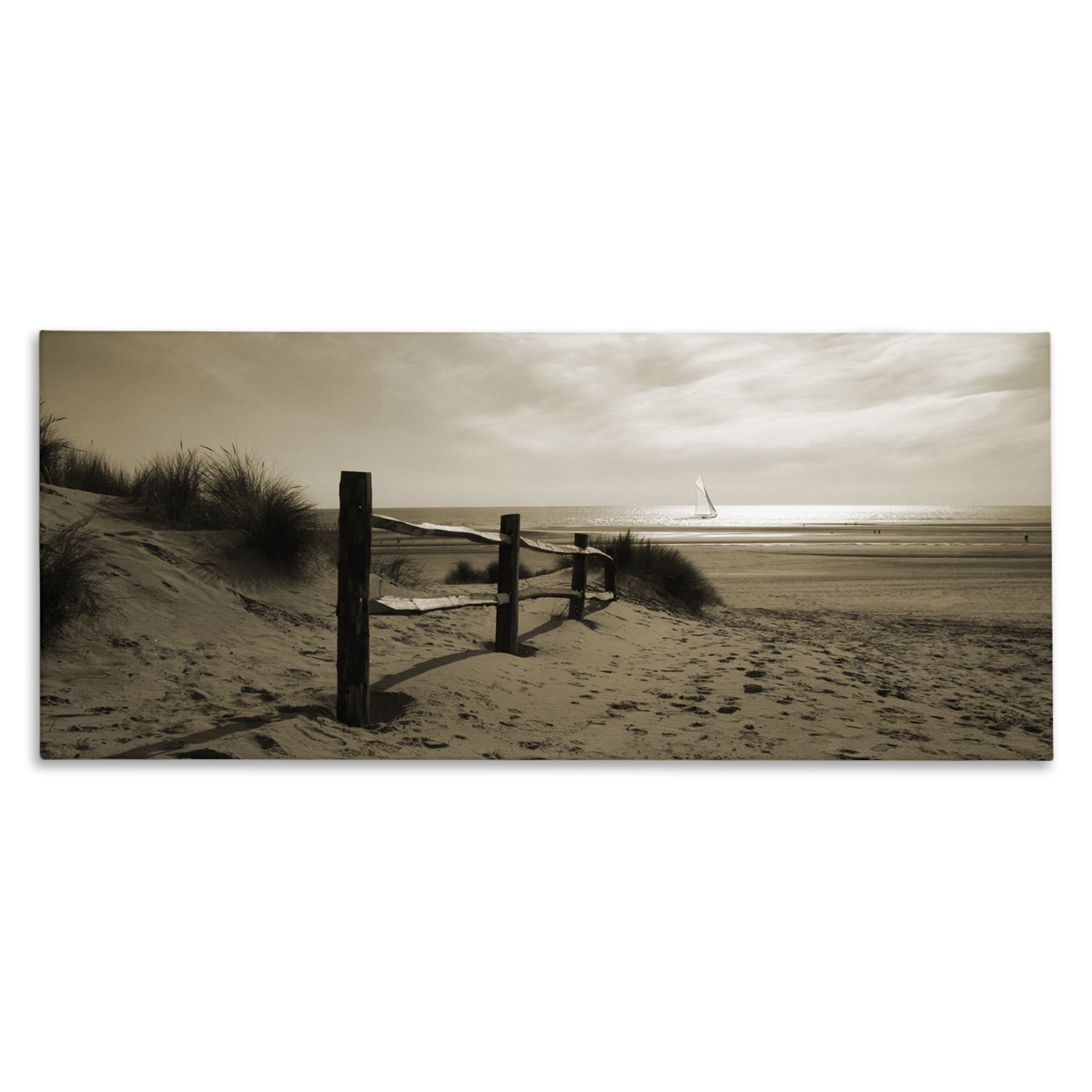 Stupell Industries Open Water Beach Landscape Photography Gallery Wrapped Canvas Art Print Wall Art, 30 x 13