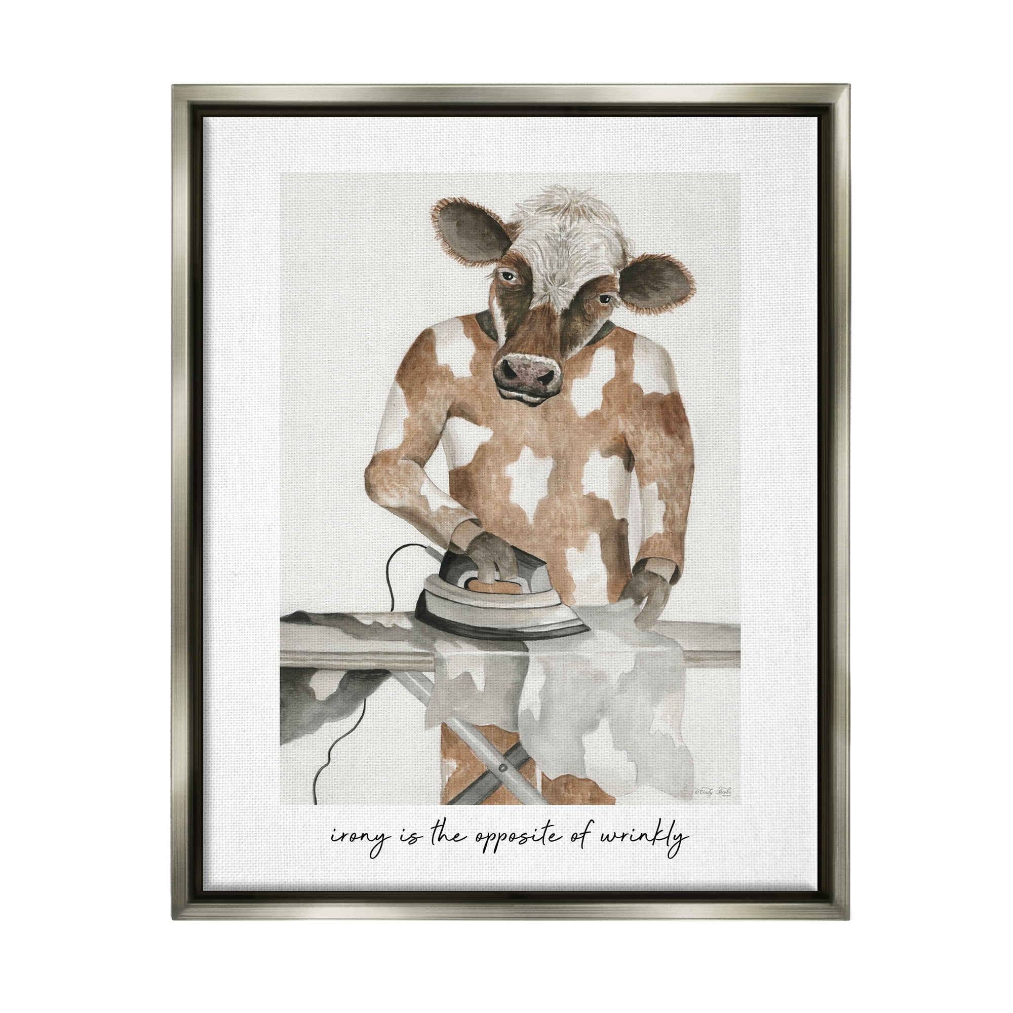 Stupell Industries Opposite of Wrinkly Phrase Animals & Insects Painting Gray Floater Framed Art Print Wall Art, 17 x 21