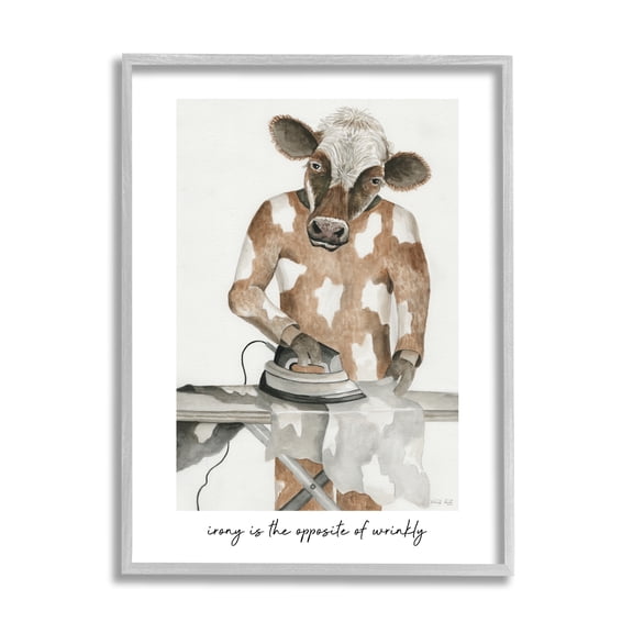 Stupell Industries Opposite of Wrinkly Phrase Animals & Insects Painting Gray Framed Art Print Wall Art, 24 x 30